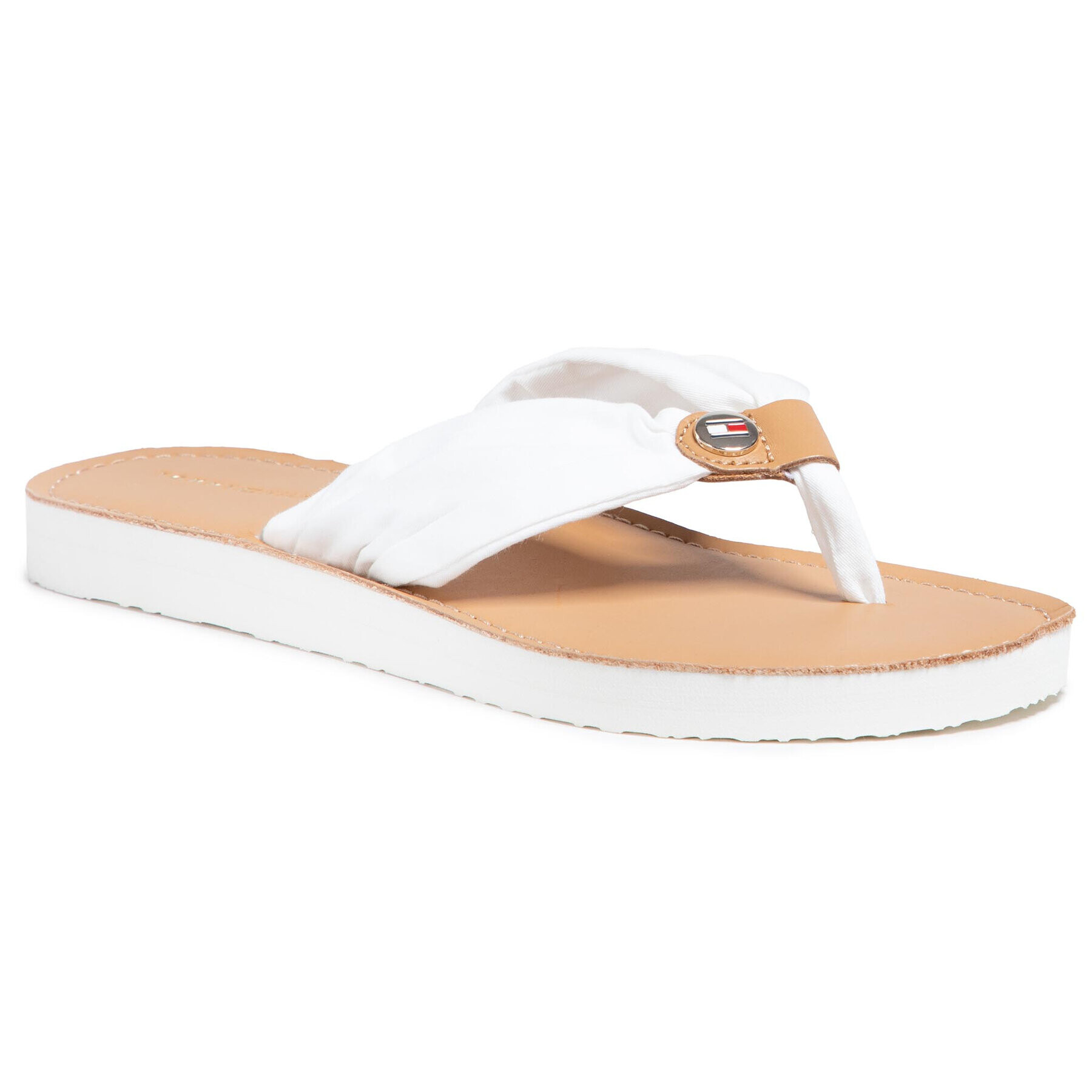 Tommy Hilfiger Джапанки Leather Footbed Beach Sandal FW0FW05677 Бял - Pepit.bg