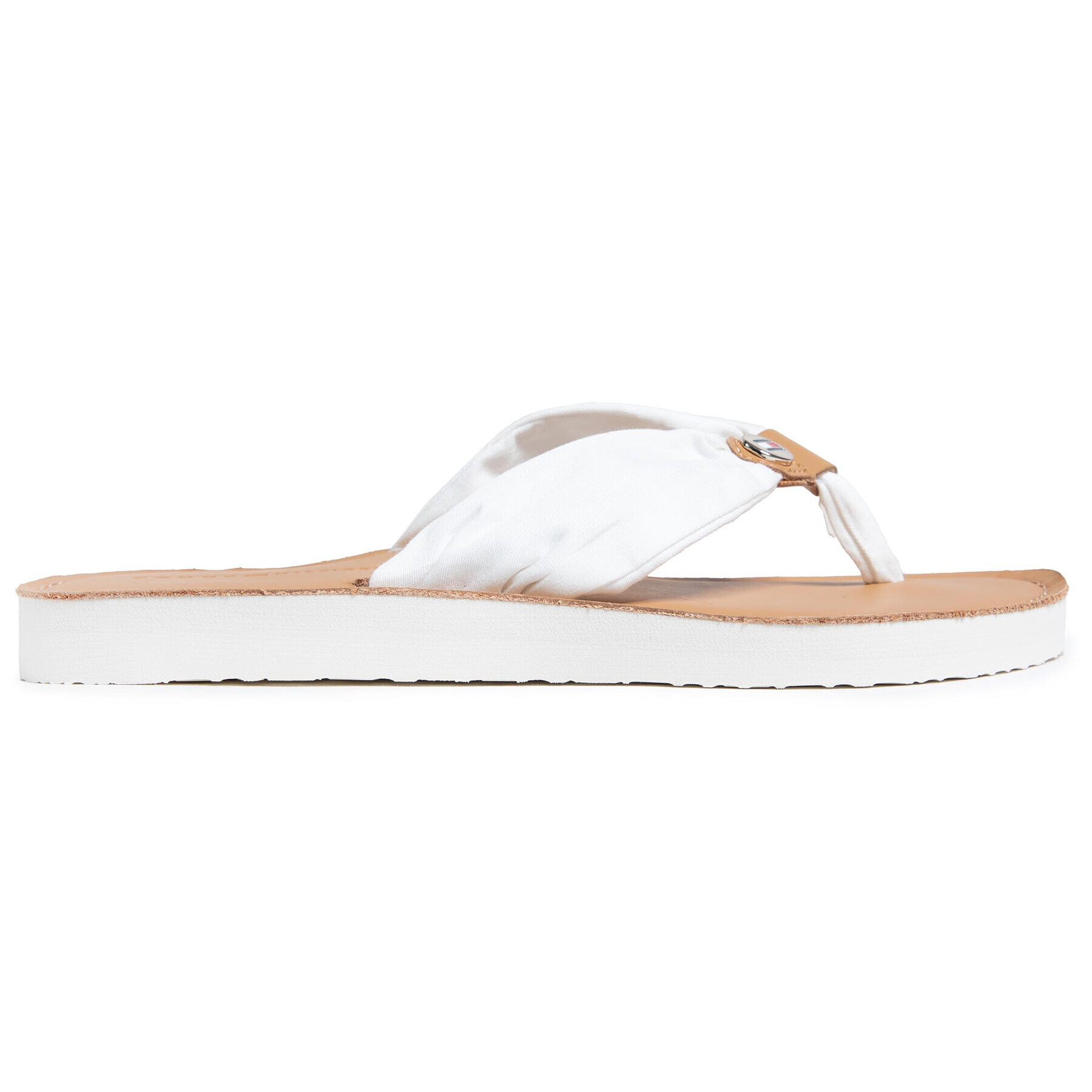 Tommy Hilfiger Джапанки Leather Footbed Beach Sandal FW0FW05677 Бял - Pepit.bg