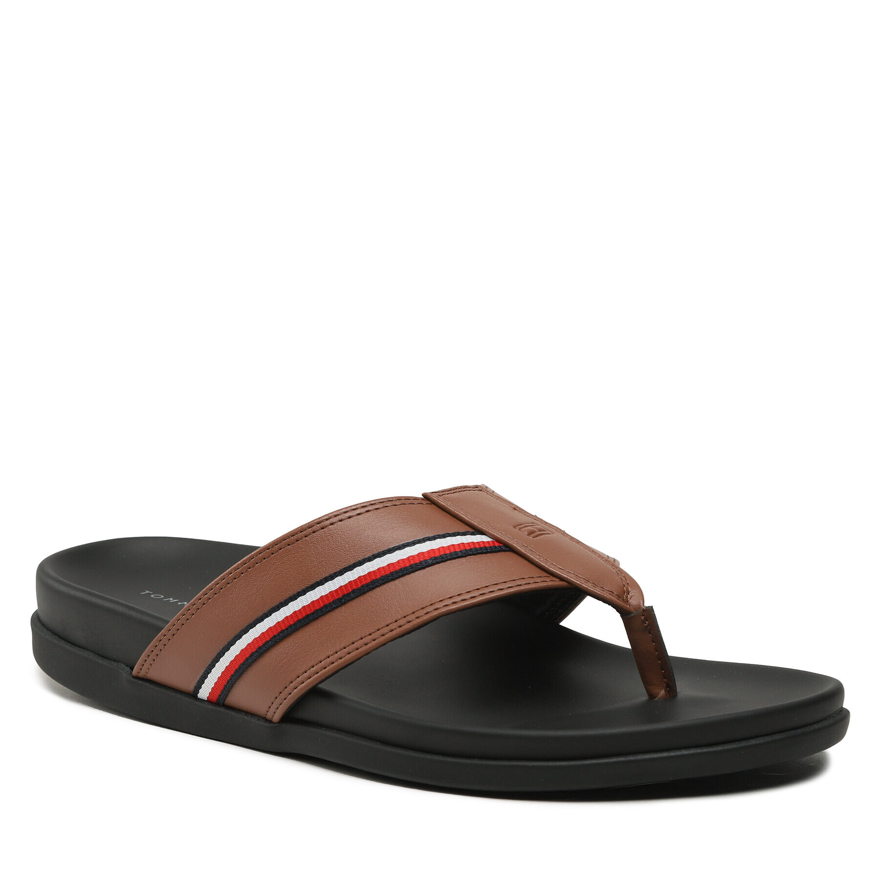 Tommy Hilfiger Джапанки Leather Toe Post Sandal FM0FM04460 Кафяв - Pepit.bg