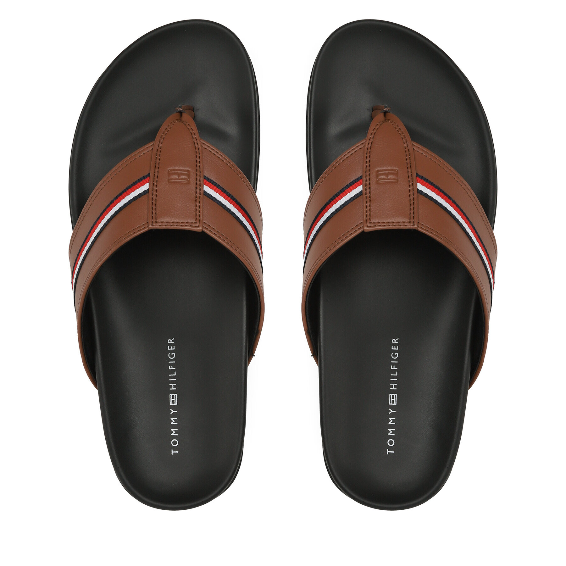 Tommy Hilfiger Джапанки Leather Toe Post Sandal FM0FM04460 Кафяв - Pepit.bg