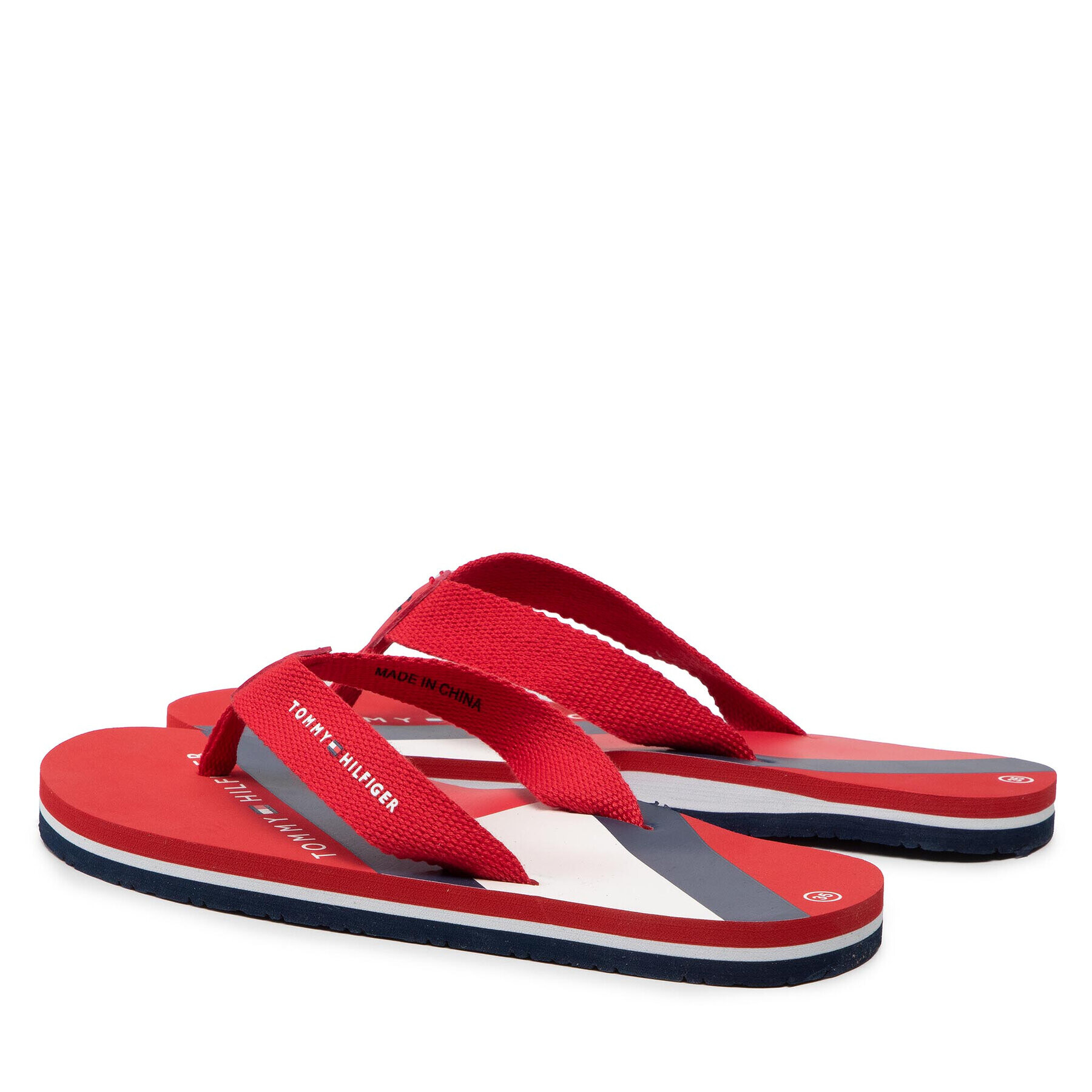 Tommy Hilfiger Джапанки Logo Print Flip Flop T3A8-32190-0058 S Червен - Pepit.bg