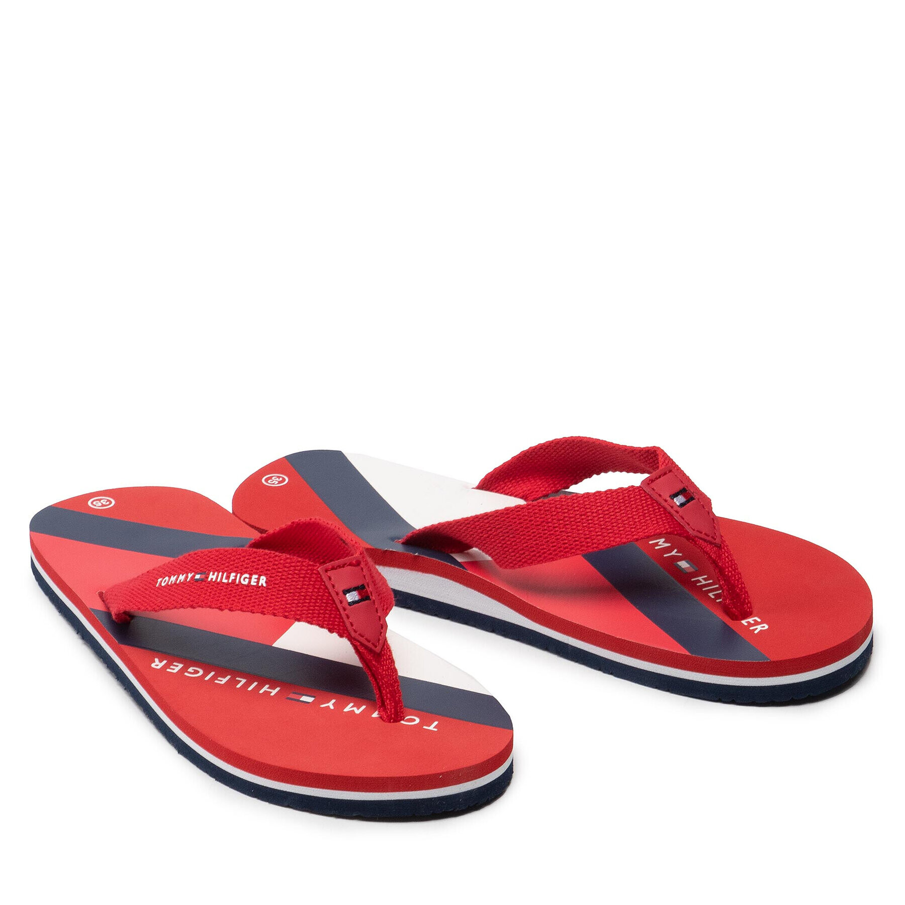 Tommy Hilfiger Джапанки Logo Print Flip Flop T3A8-32190-0058 S Червен - Pepit.bg