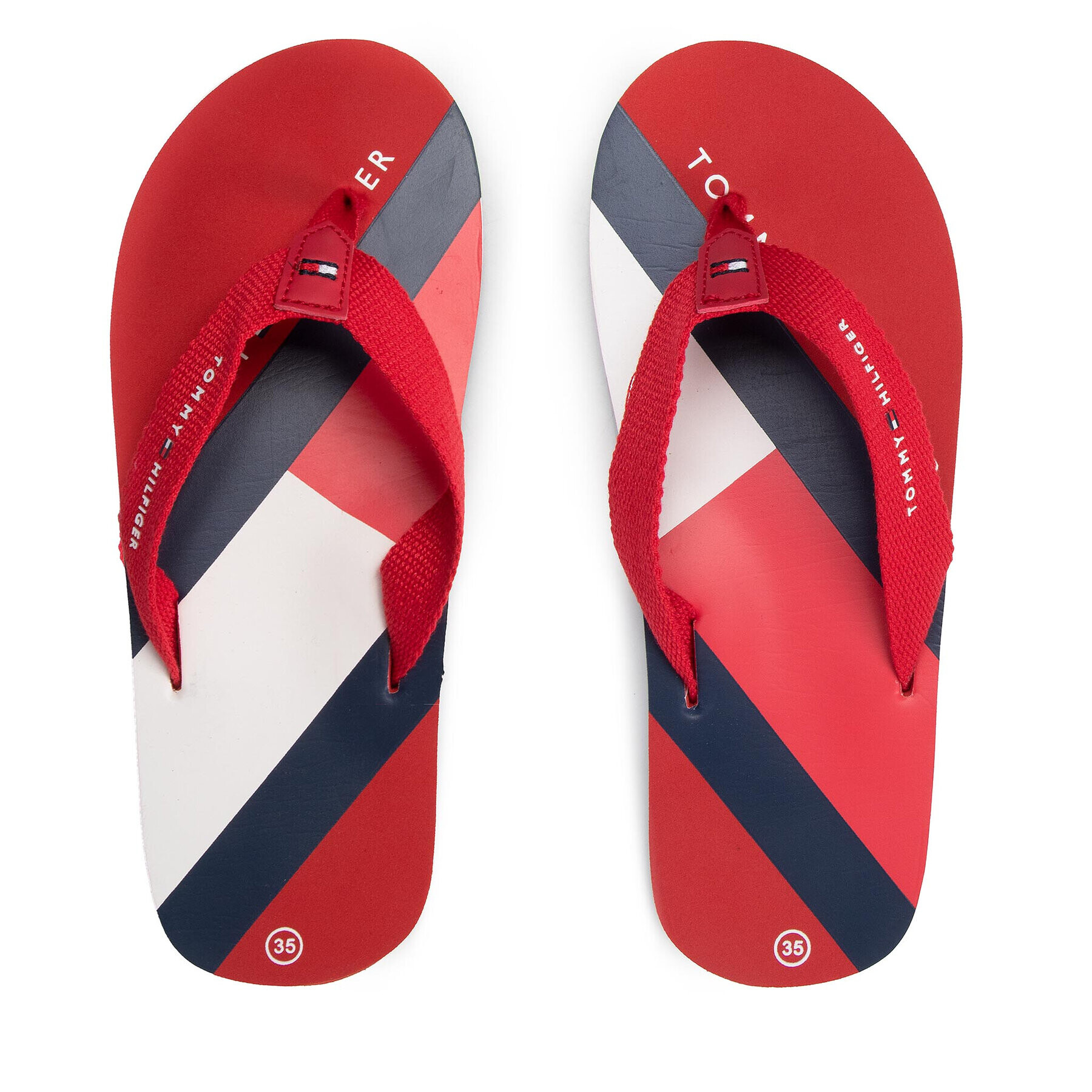 Tommy Hilfiger Джапанки Logo Print Flip Flop T3A8-32190-0058 S Червен - Pepit.bg