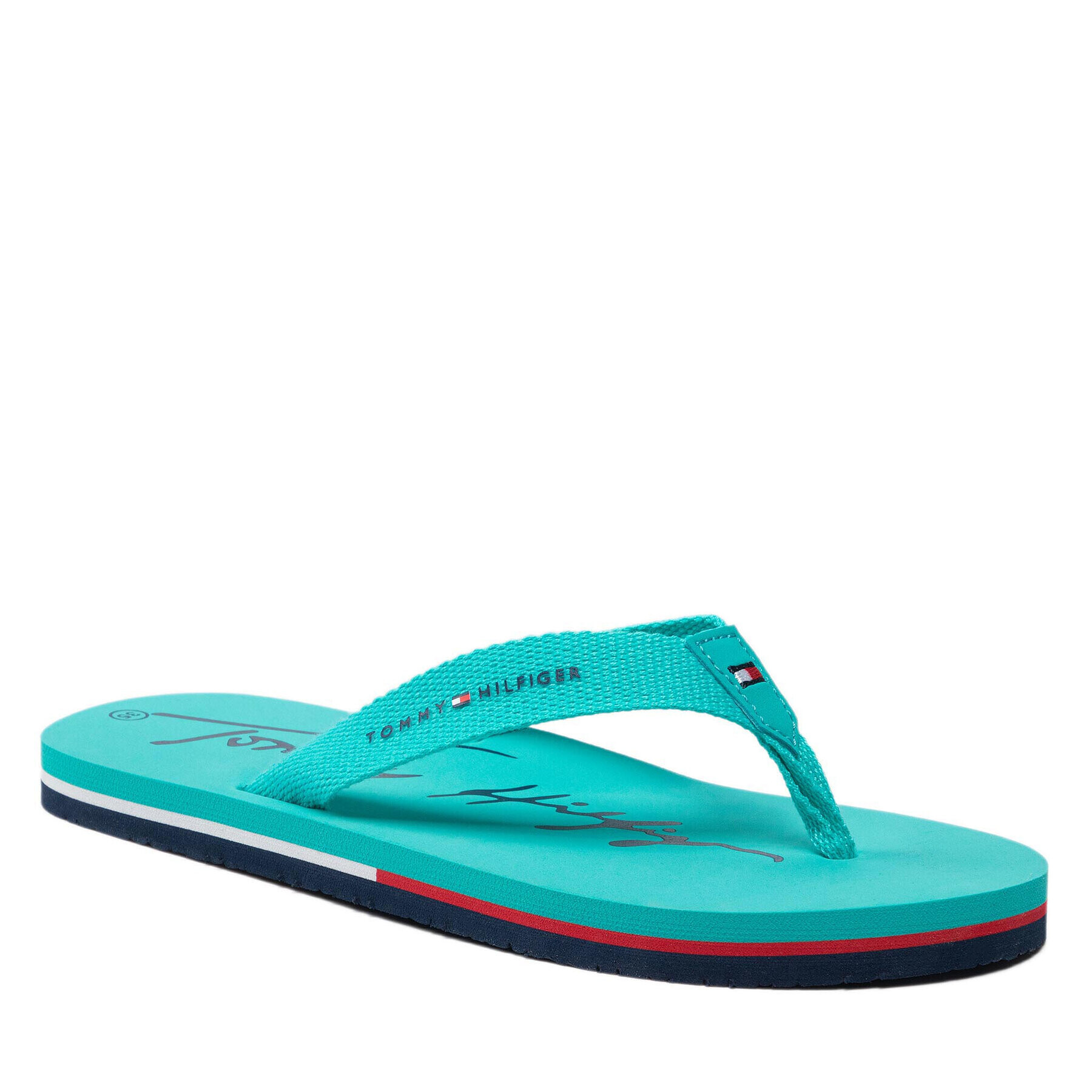 Tommy Hilfiger Джапанки Logo Print Flip Flop T3A8-32190-0058 S Зелен - Pepit.bg