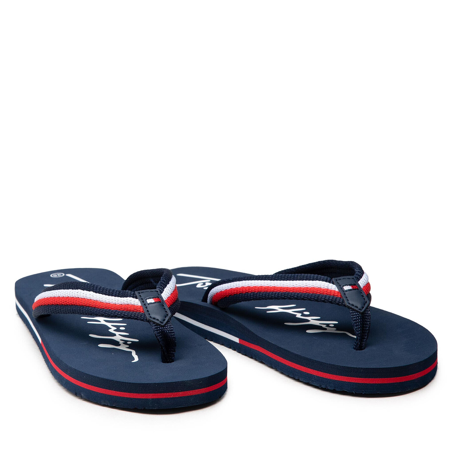 Tommy Hilfiger Джапанки Logo Print Flip Flop T3B8-32265-0058 S Тъмносин - Pepit.bg