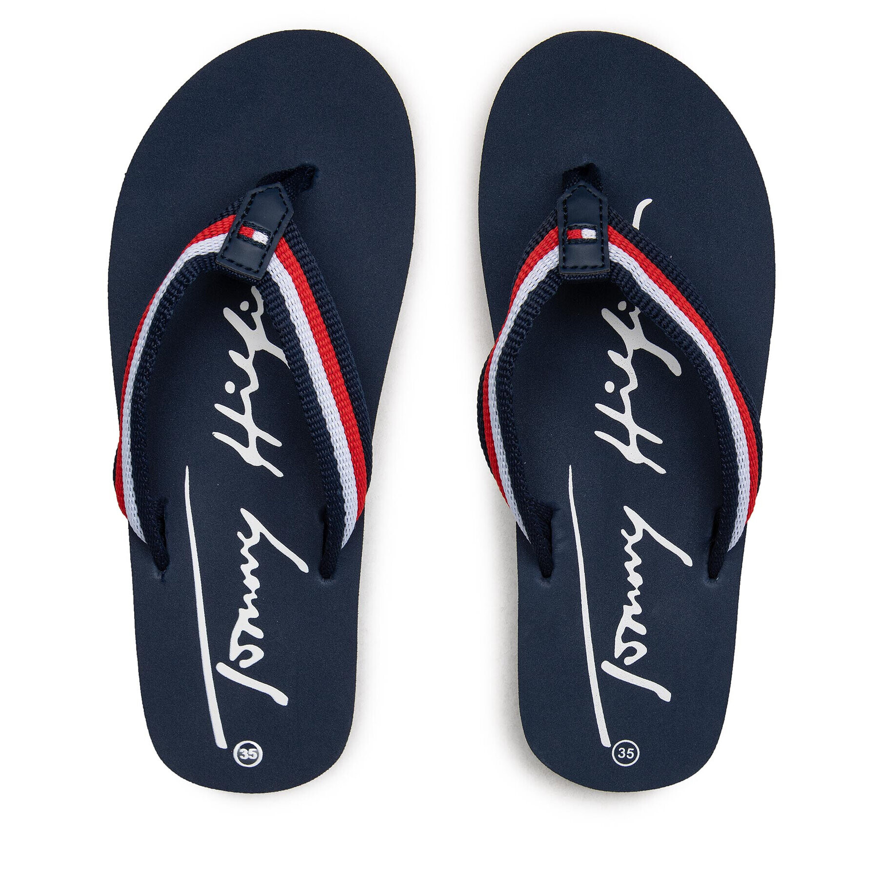 Tommy Hilfiger Джапанки Logo Print Flip Flop T3B8-32265-0058 S Тъмносин - Pepit.bg