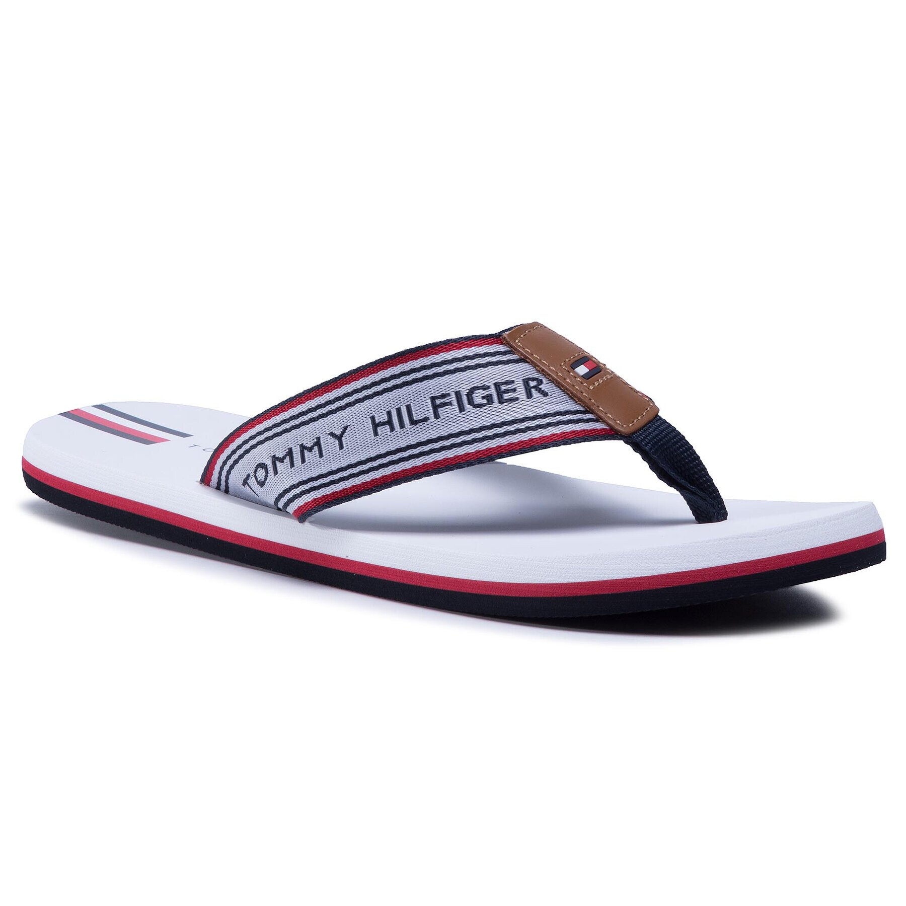 Tommy Hilfiger Джапанки Logo Tape Beach Sandal FM0FM02875 Бял - Pepit.bg