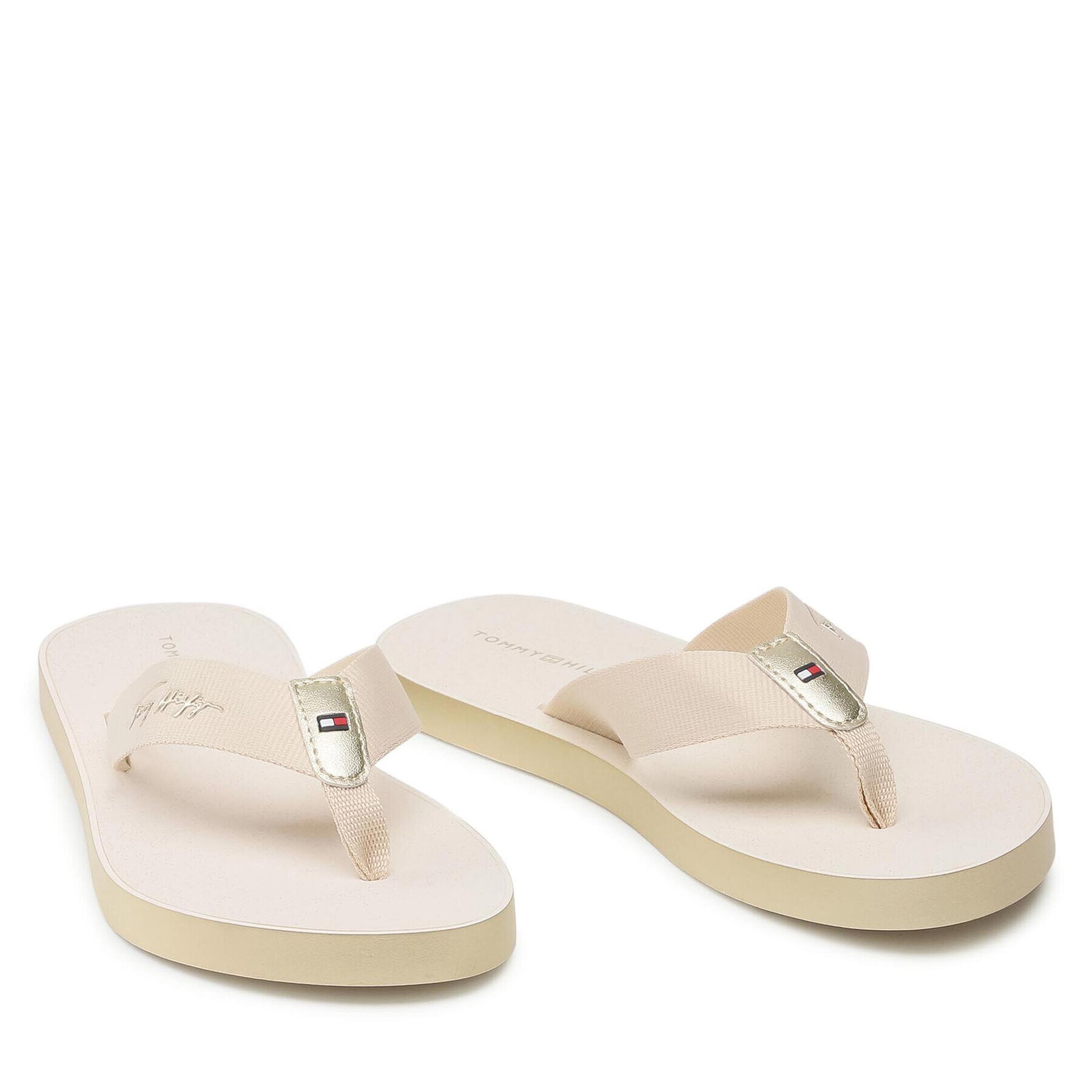 Tommy Hilfiger Джапанки Metallic Flat Beach Sandal FW0FW05757 Бежов - Pepit.bg