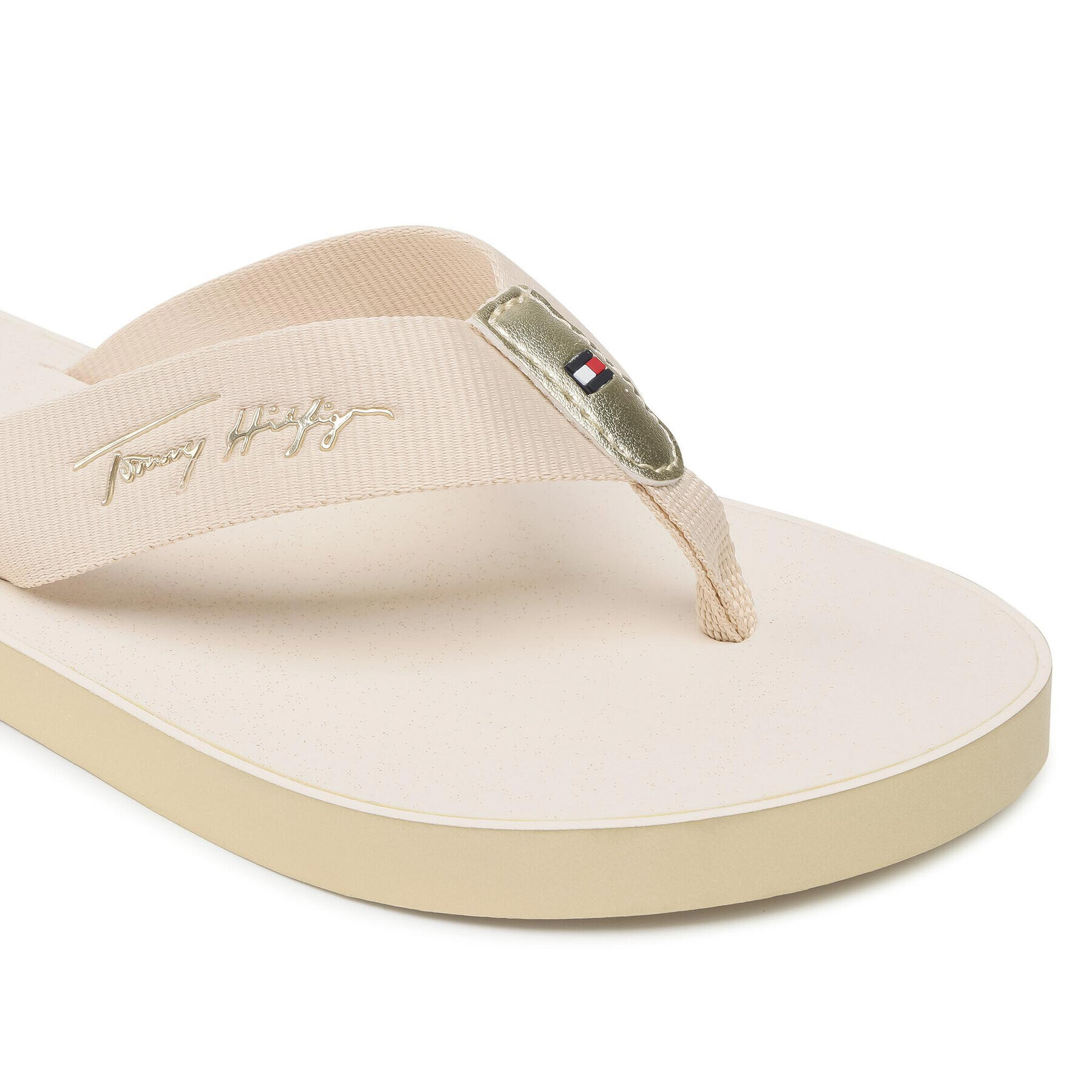 Tommy Hilfiger Джапанки Metallic Flat Beach Sandal FW0FW05757 Бежов - Pepit.bg