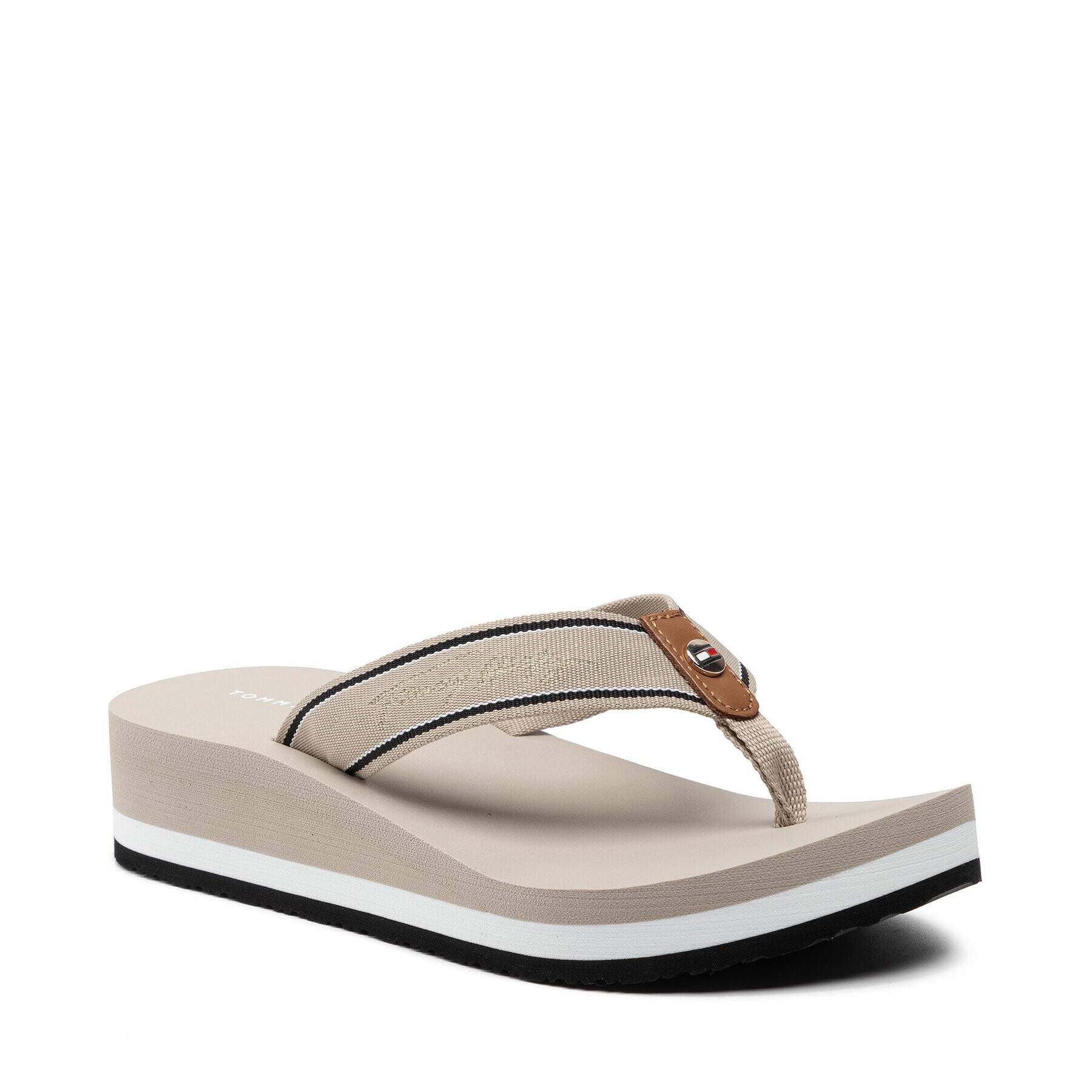 Tommy Hilfiger Джапанки Mid Wedge Beach Sandal FW0FW05661 Бежов - Pepit.bg