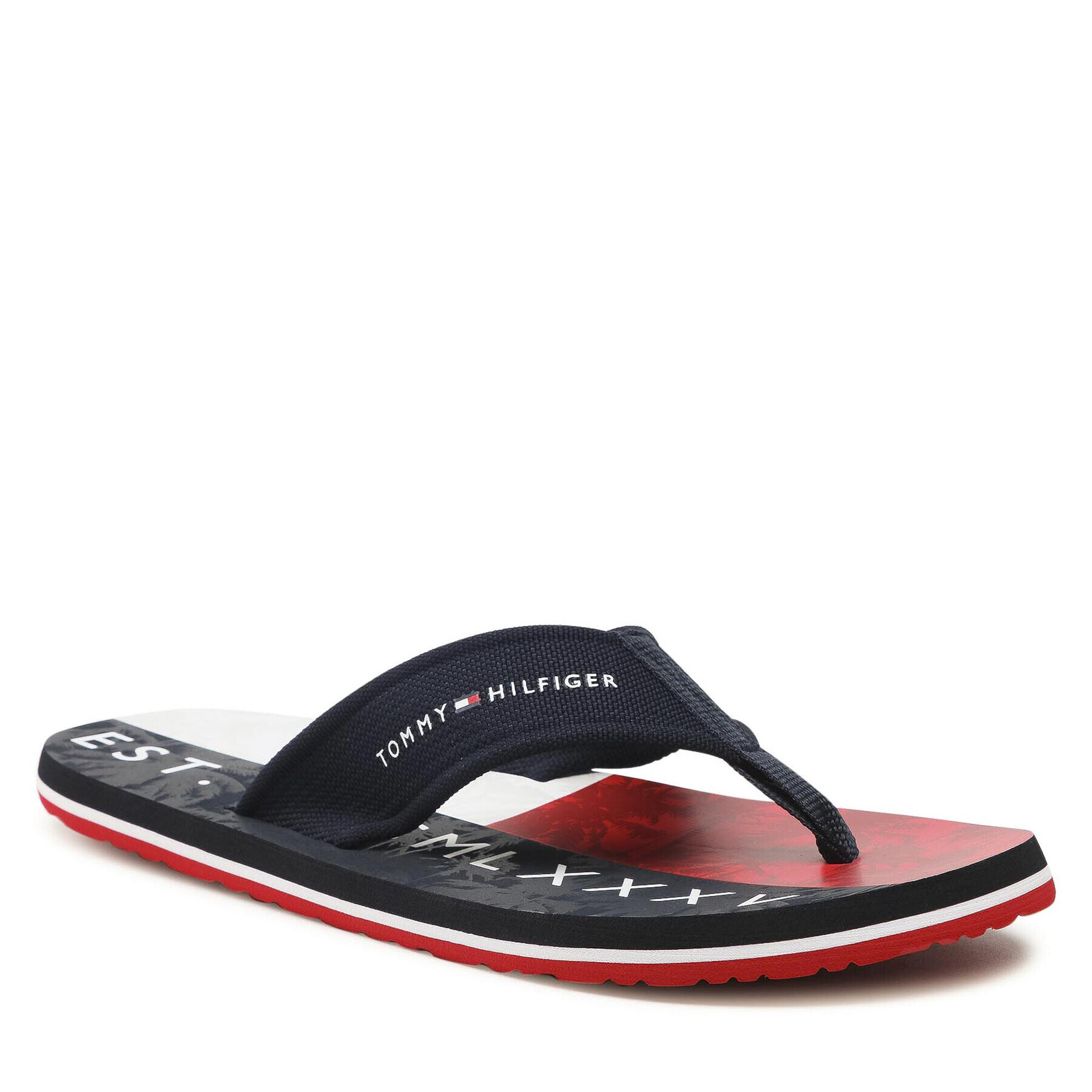 Tommy Hilfiger Джапанки Palm Print Beach Sandal FM0FM03644 Тъмносин - Pepit.bg