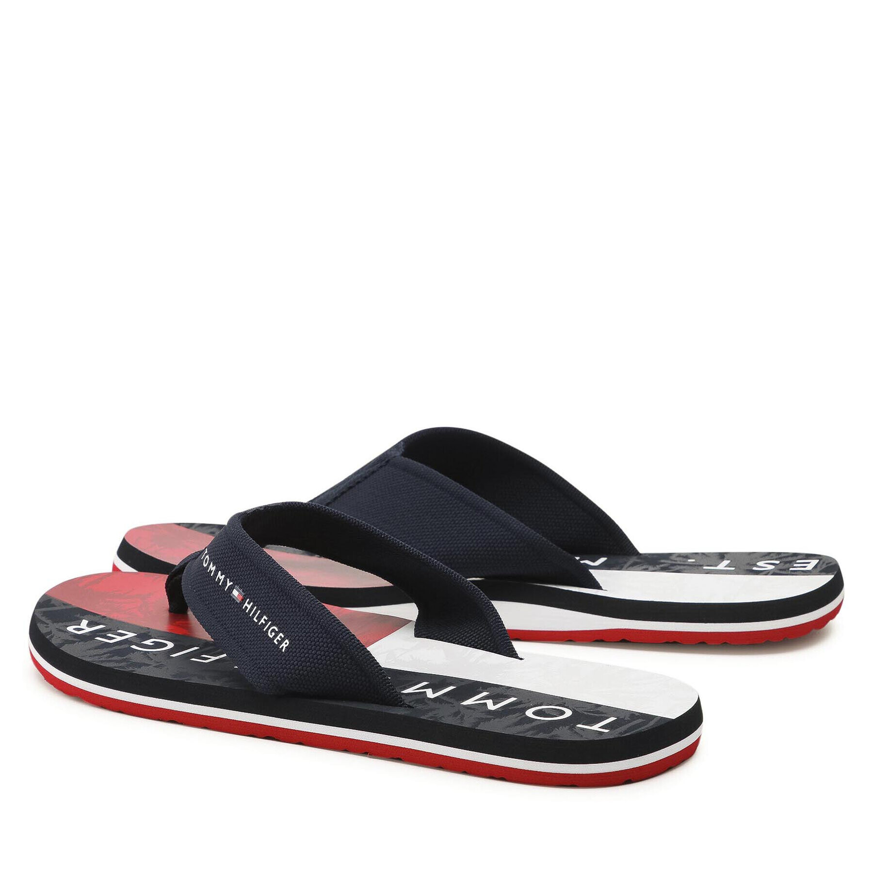 Tommy Hilfiger Джапанки Palm Print Beach Sandal FM0FM03644 Тъмносин - Pepit.bg