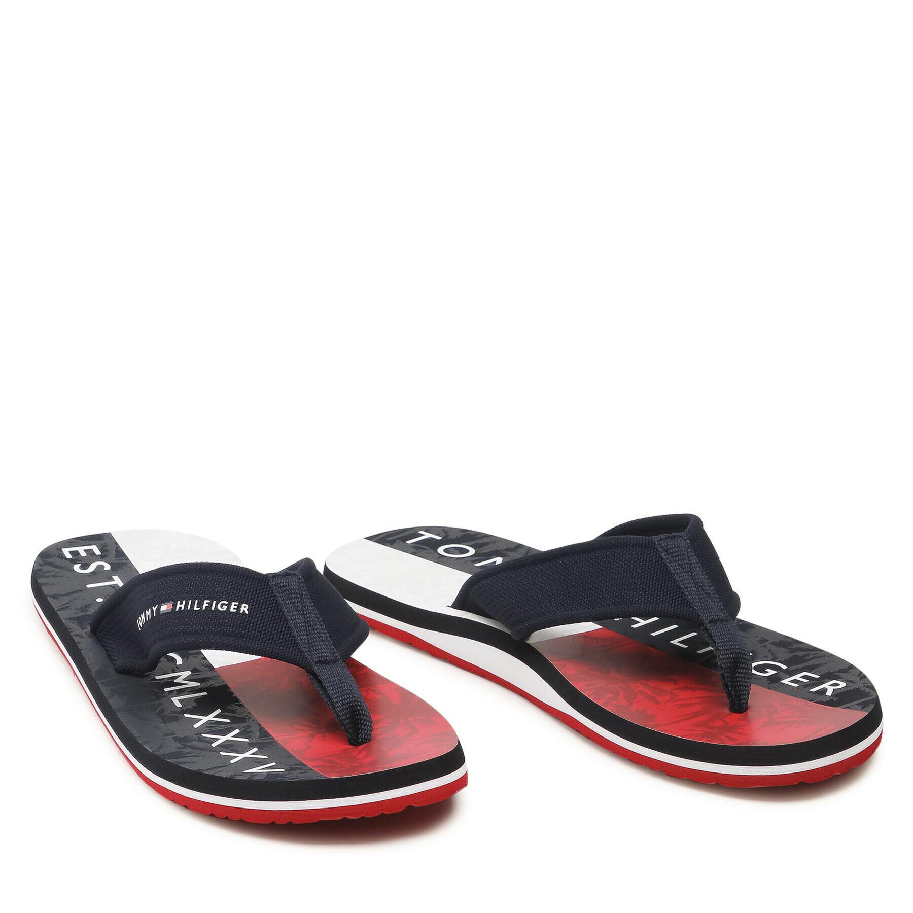 Tommy Hilfiger Джапанки Palm Print Beach Sandal FM0FM03644 Тъмносин - Pepit.bg