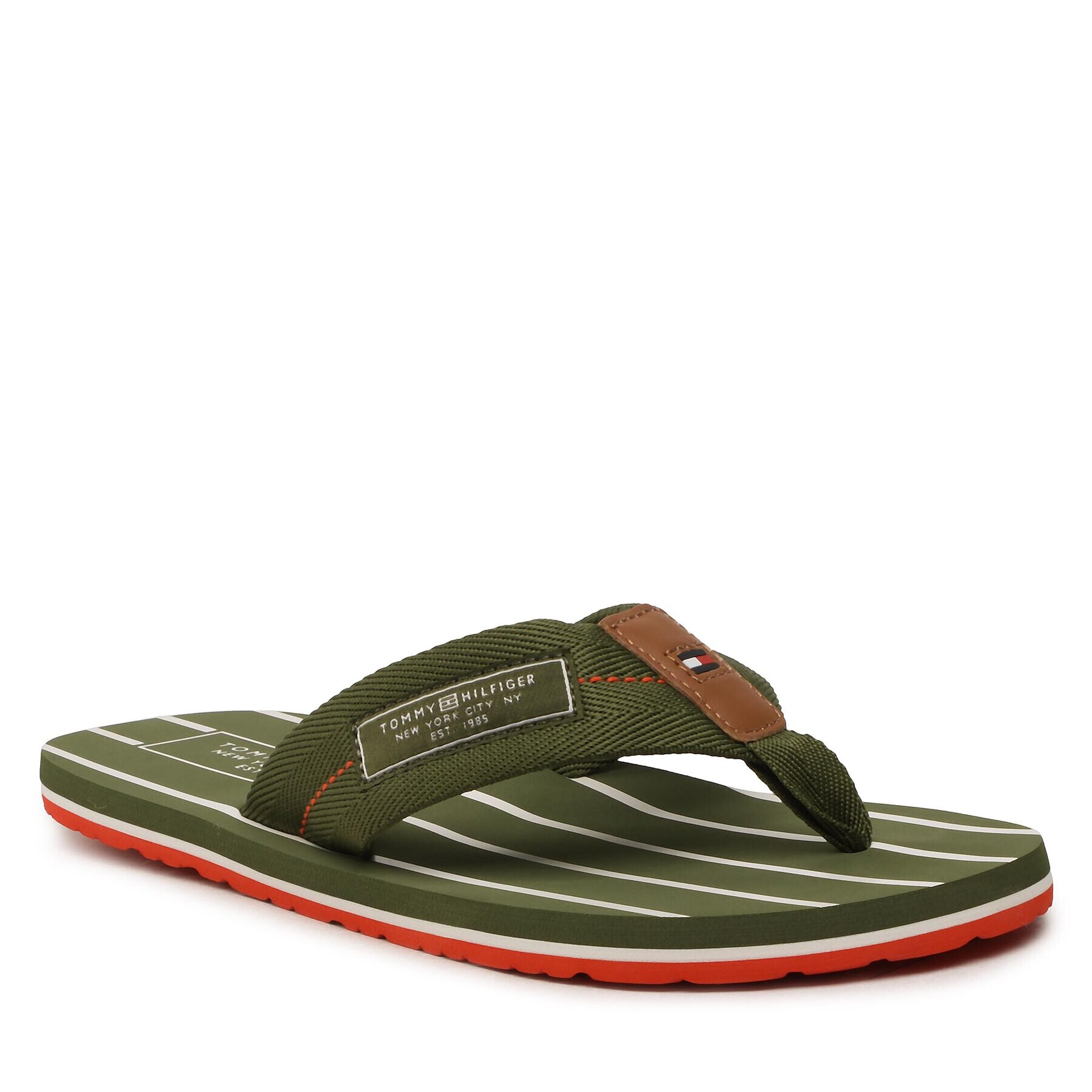 Tommy Hilfiger Джапанки Patch Hilfiger Beach Sandal FM0FM04470 Зелен - Pepit.bg