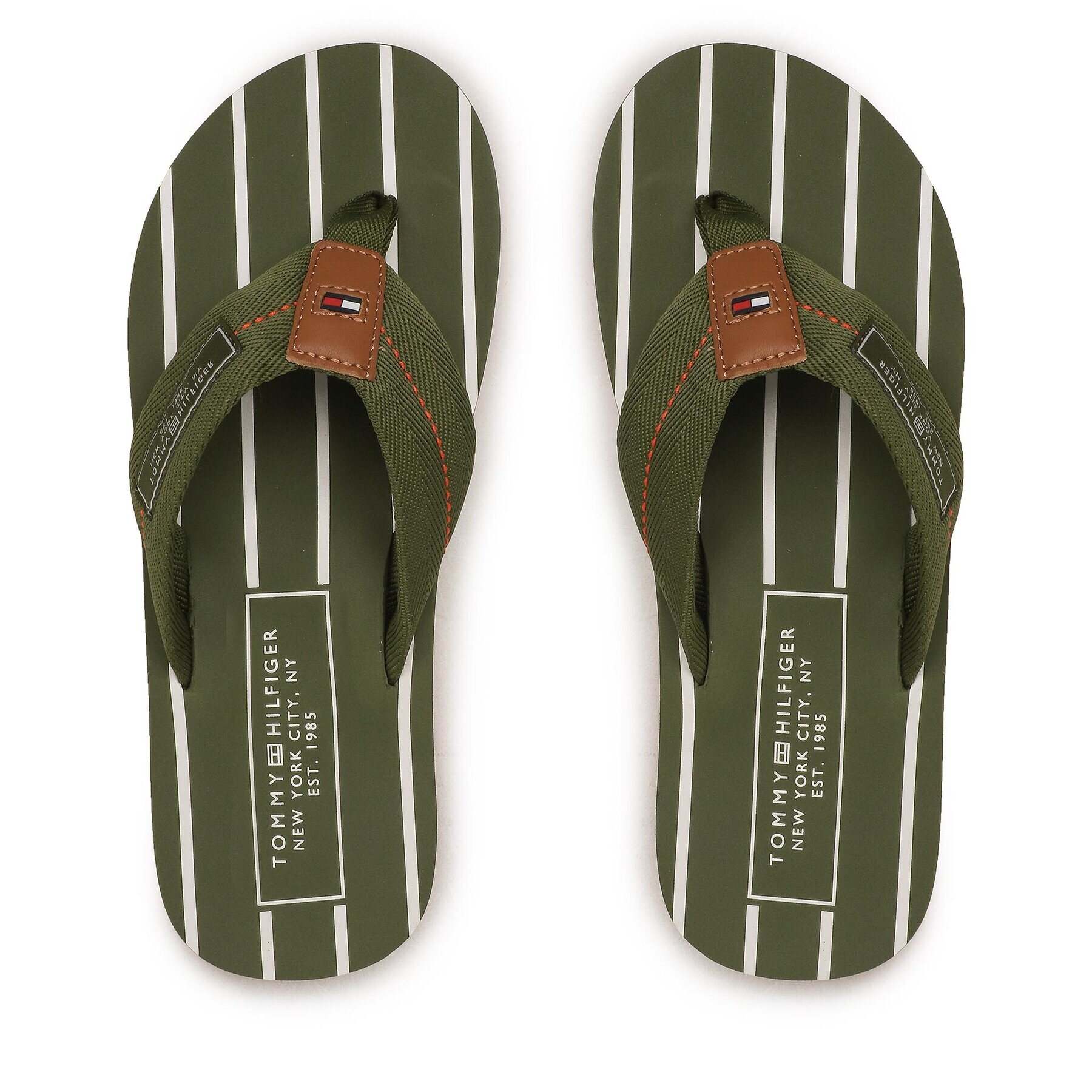 Tommy Hilfiger Джапанки Patch Hilfiger Beach Sandal FM0FM04470 Зелен - Pepit.bg