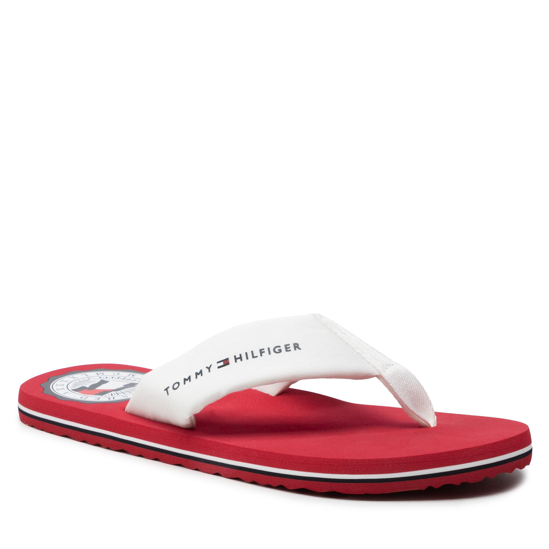 Tommy Hilfiger Джапанки Recycled Chambray Beach Sandal FM0FM03983 Бял - Pepit.bg