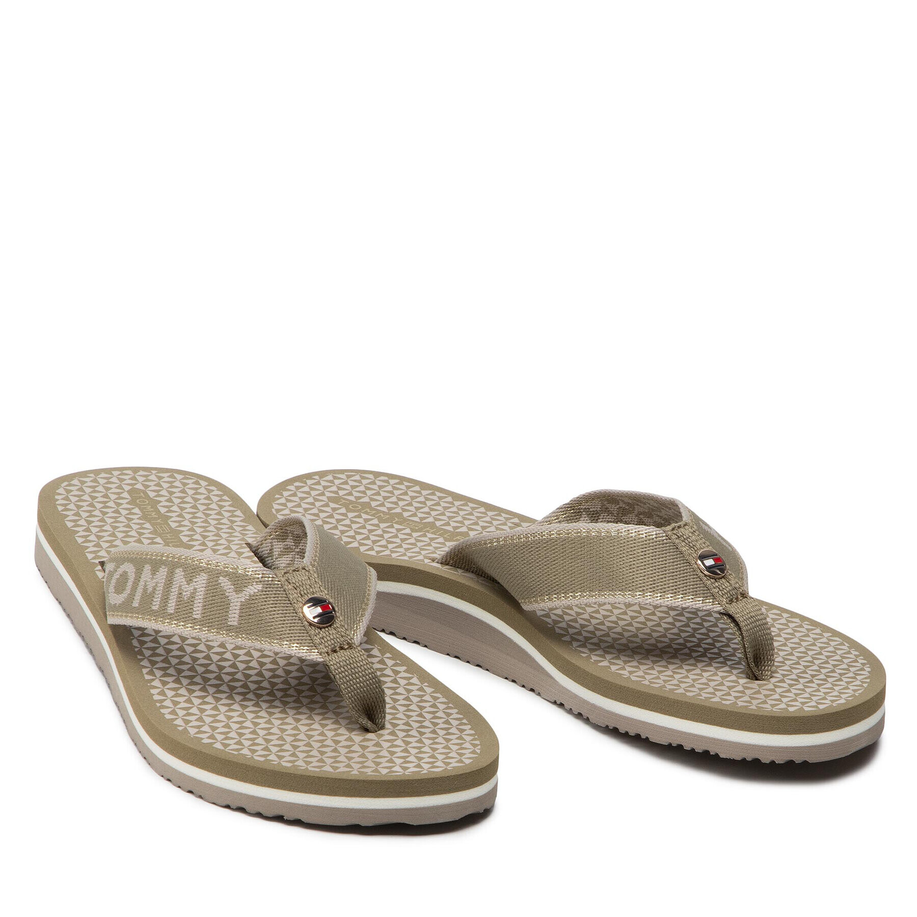 Tommy Hilfiger Джапанки Shiny Webbing Beach Sandal FW0FW06419 Бежов - Pepit.bg