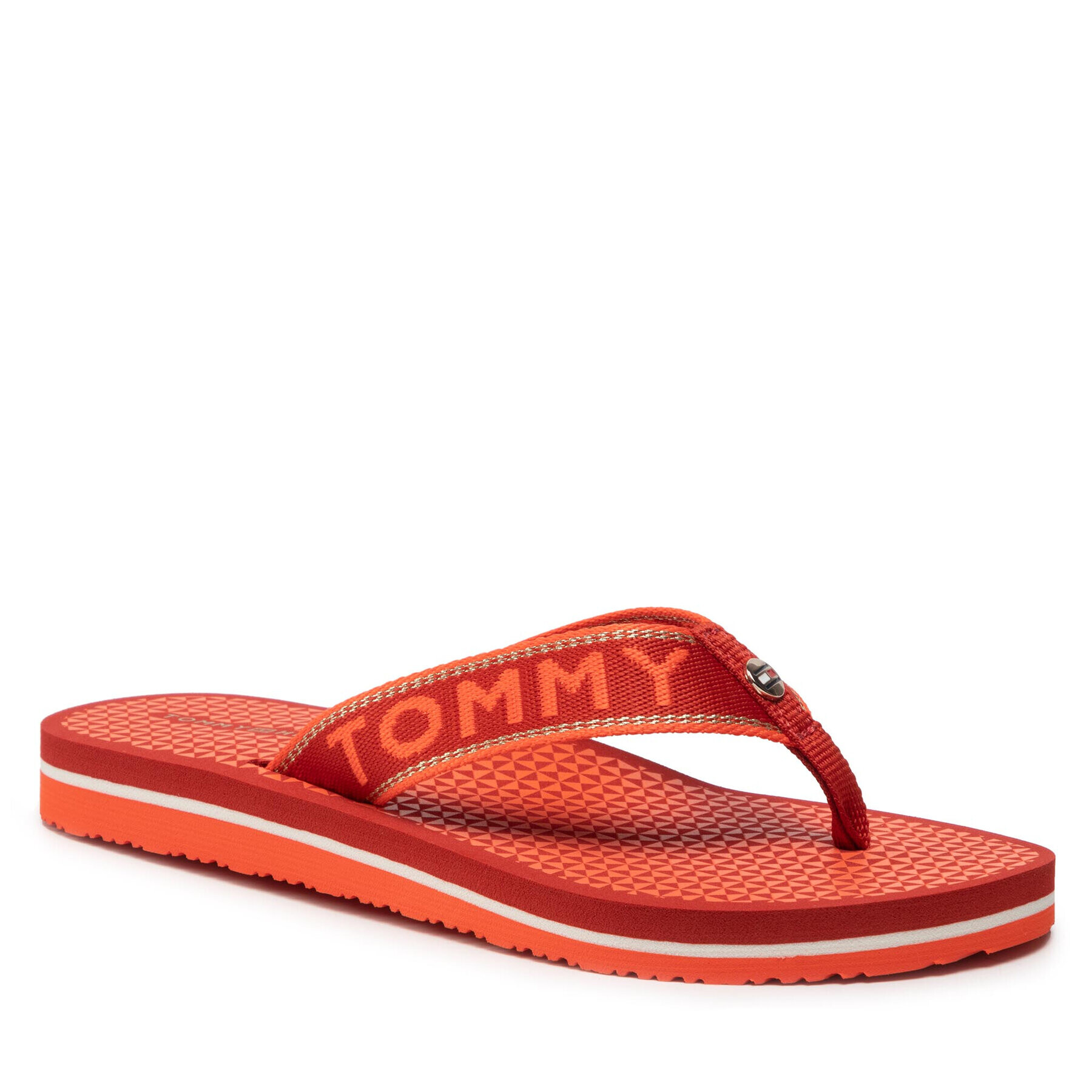 Tommy Hilfiger Джапанки Shiny Webbing Beach Sandal FW0FW06419 Червен - Pepit.bg