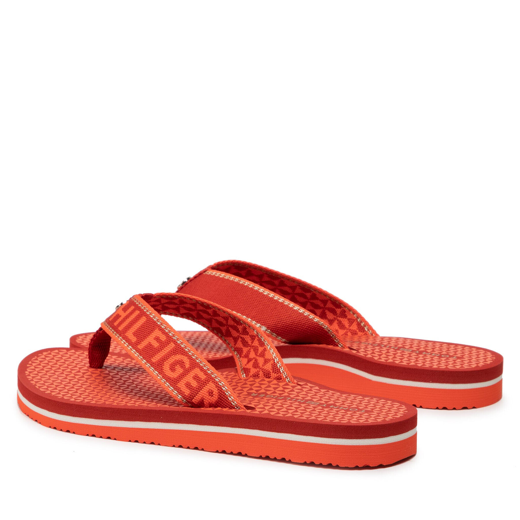 Tommy Hilfiger Джапанки Shiny Webbing Beach Sandal FW0FW06419 Червен - Pepit.bg