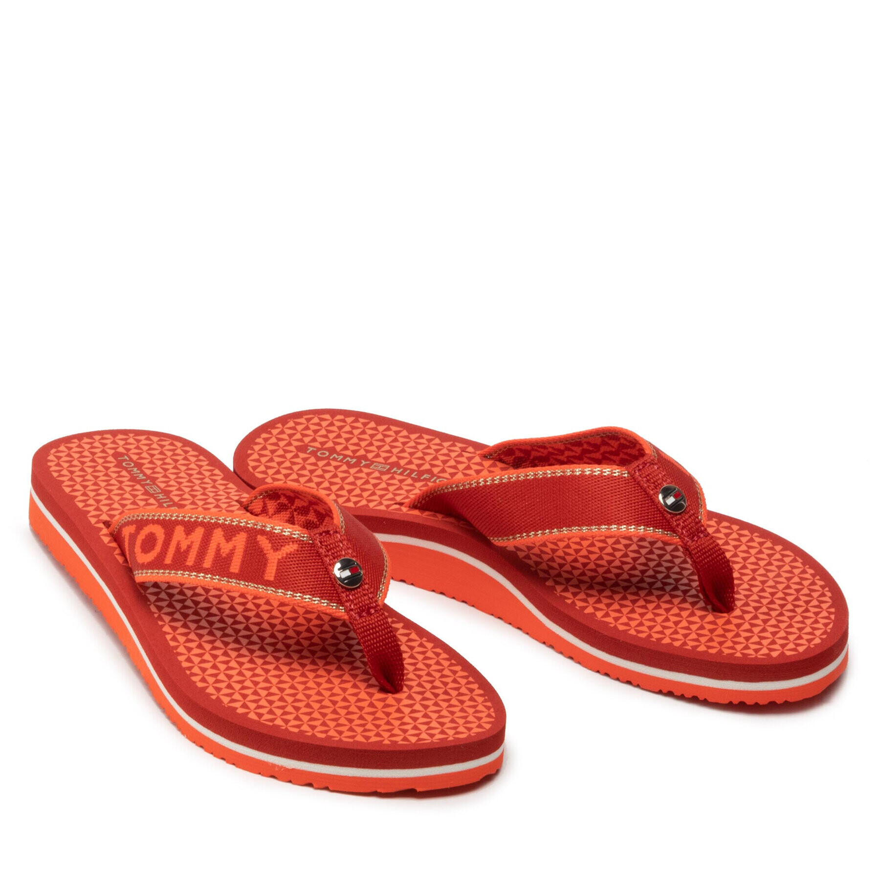 Tommy Hilfiger Джапанки Shiny Webbing Beach Sandal FW0FW06419 Червен - Pepit.bg