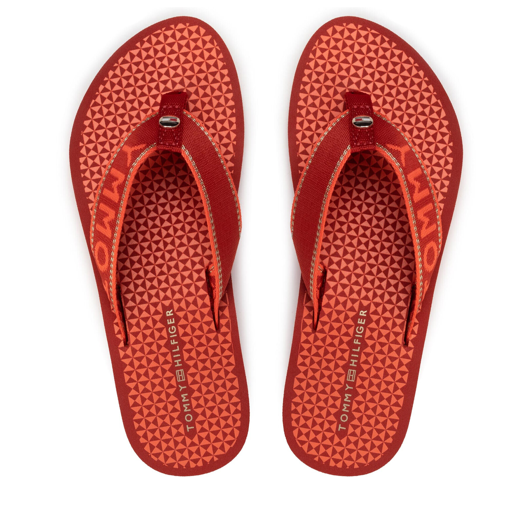 Tommy Hilfiger Джапанки Shiny Webbing Beach Sandal FW0FW06419 Червен - Pepit.bg