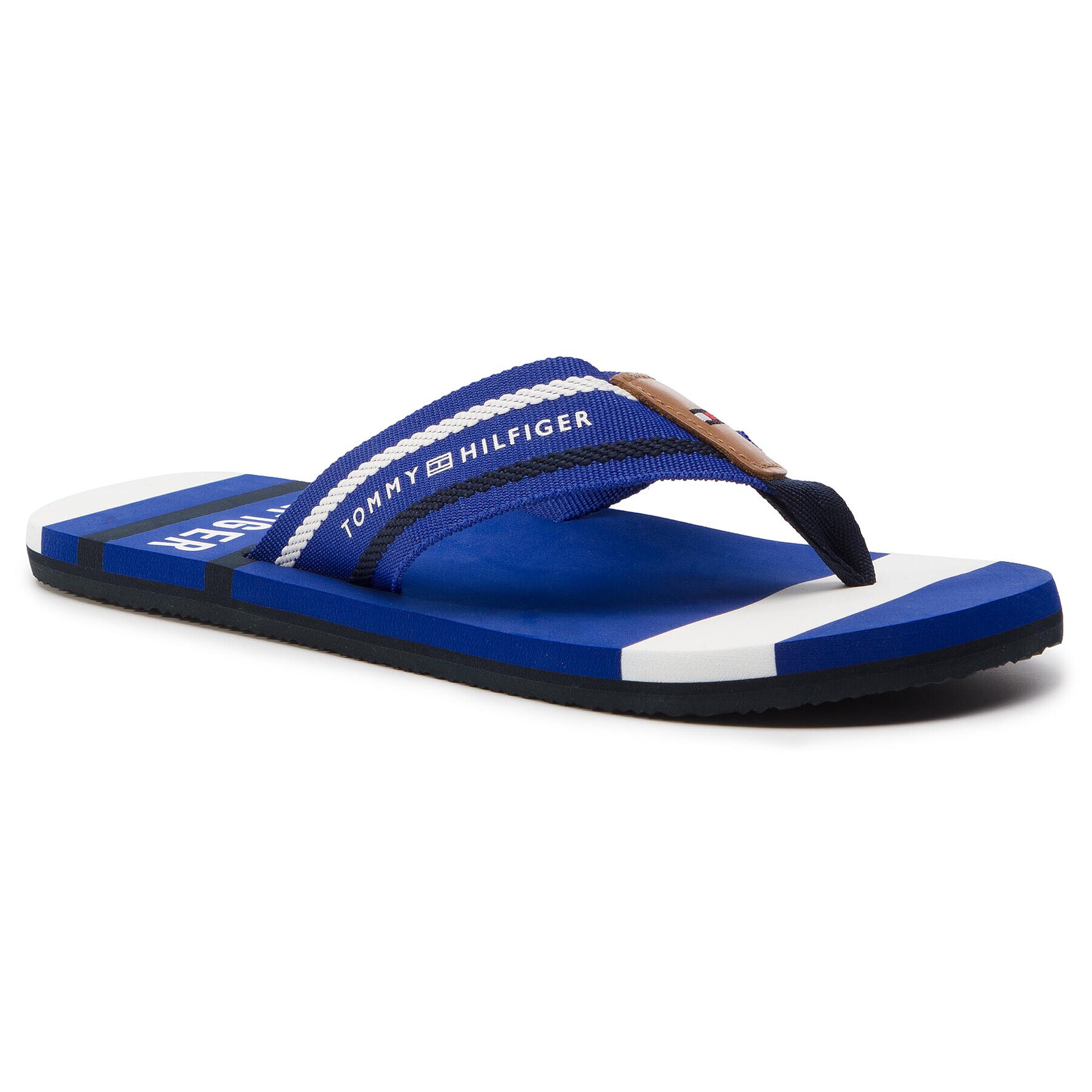 Tommy Hilfiger Джапанки Striped Beach Sandal FM0FM02085 Син - Pepit.bg