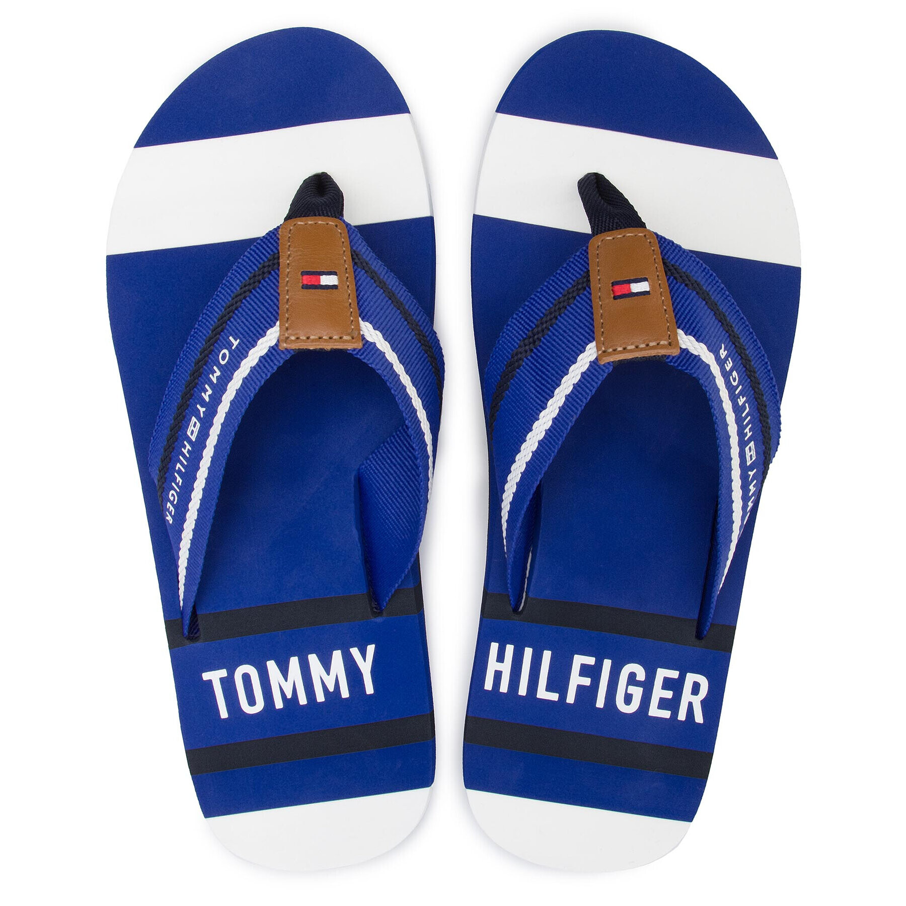 Tommy Hilfiger Джапанки Striped Beach Sandal FM0FM02085 Син - Pepit.bg