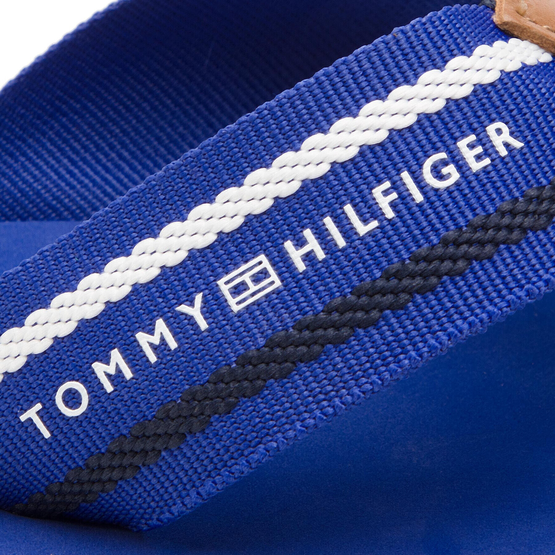 Tommy Hilfiger Джапанки Striped Beach Sandal FM0FM02085 Син - Pepit.bg