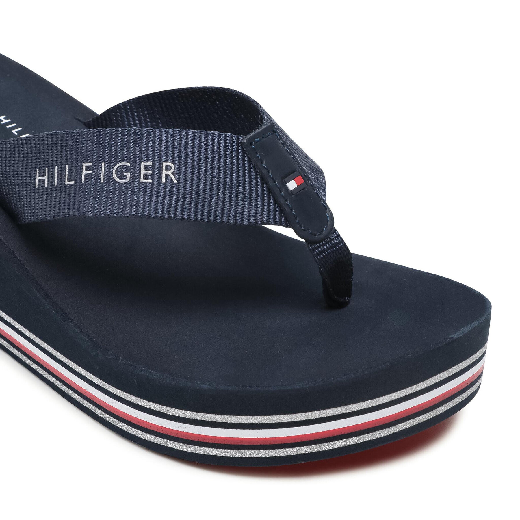 Tommy Hilfiger Джапанки Stripes Wedge Beach Sandal FW0FW05655 Тъмносин - Pepit.bg