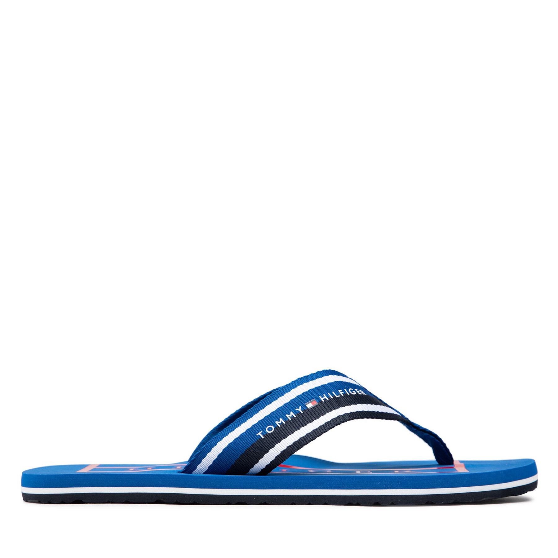 Tommy Hilfiger Джапанки Strips Hilfiger Beach Sandal FM0FM04066 Син - Pepit.bg