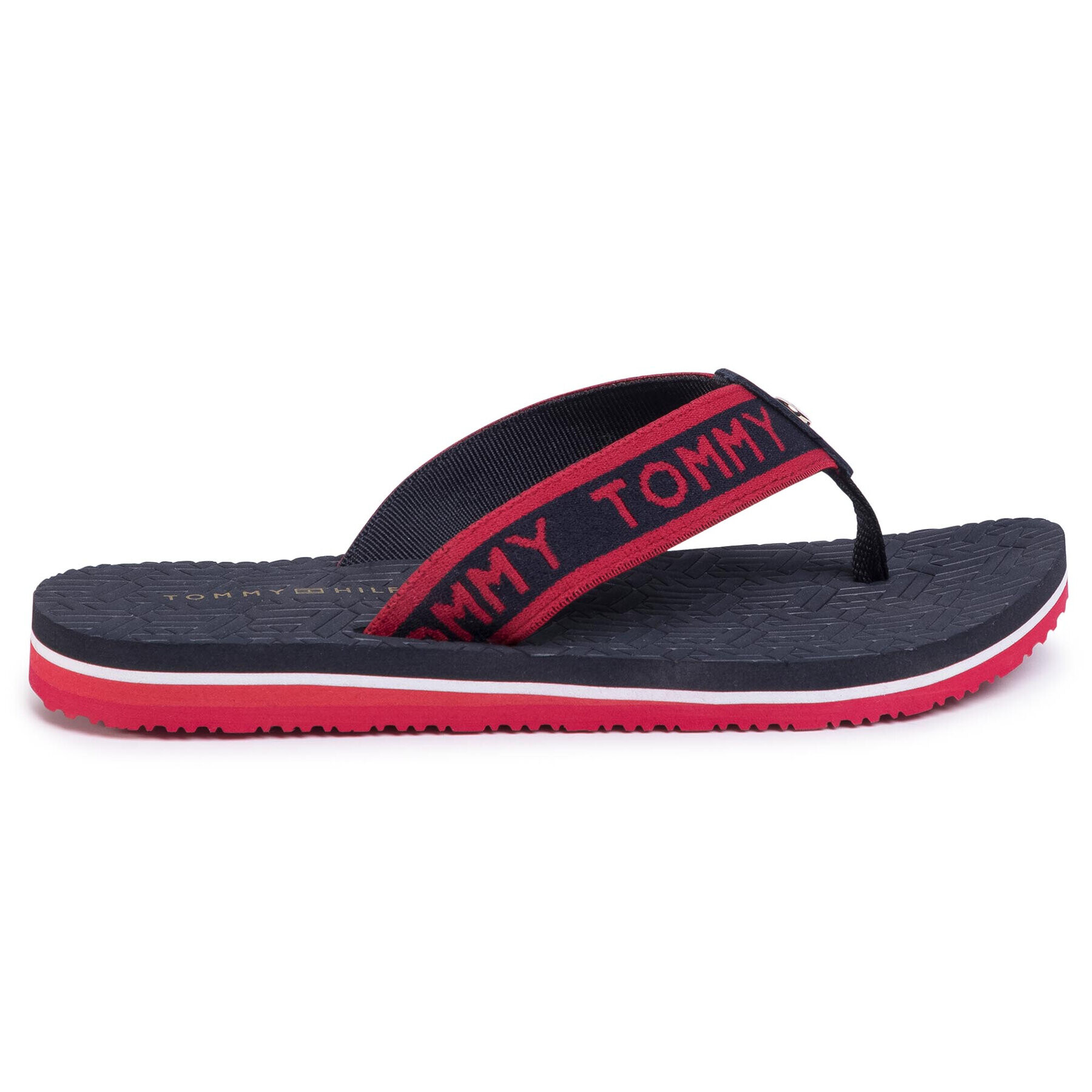 Tommy Hilfiger Джапанки Th Embossed Flat Beach Sandal FW0FW04805 Тъмносин - Pepit.bg