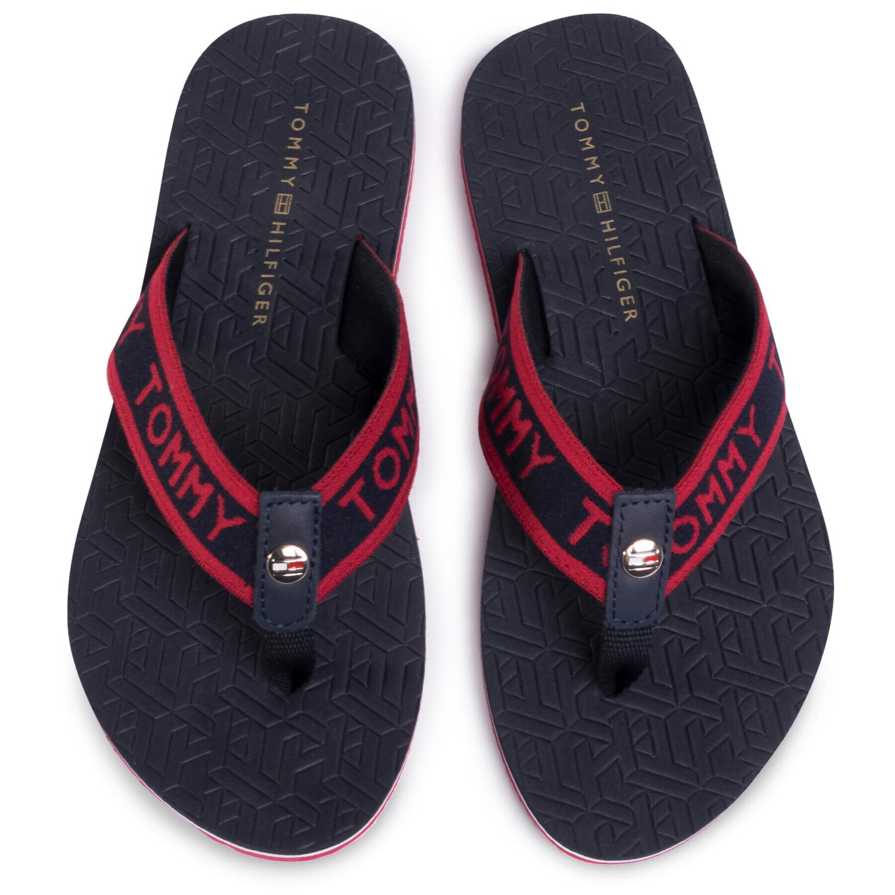 Tommy Hilfiger Джапанки Th Embossed Flat Beach Sandal FW0FW04805 Тъмносин - Pepit.bg