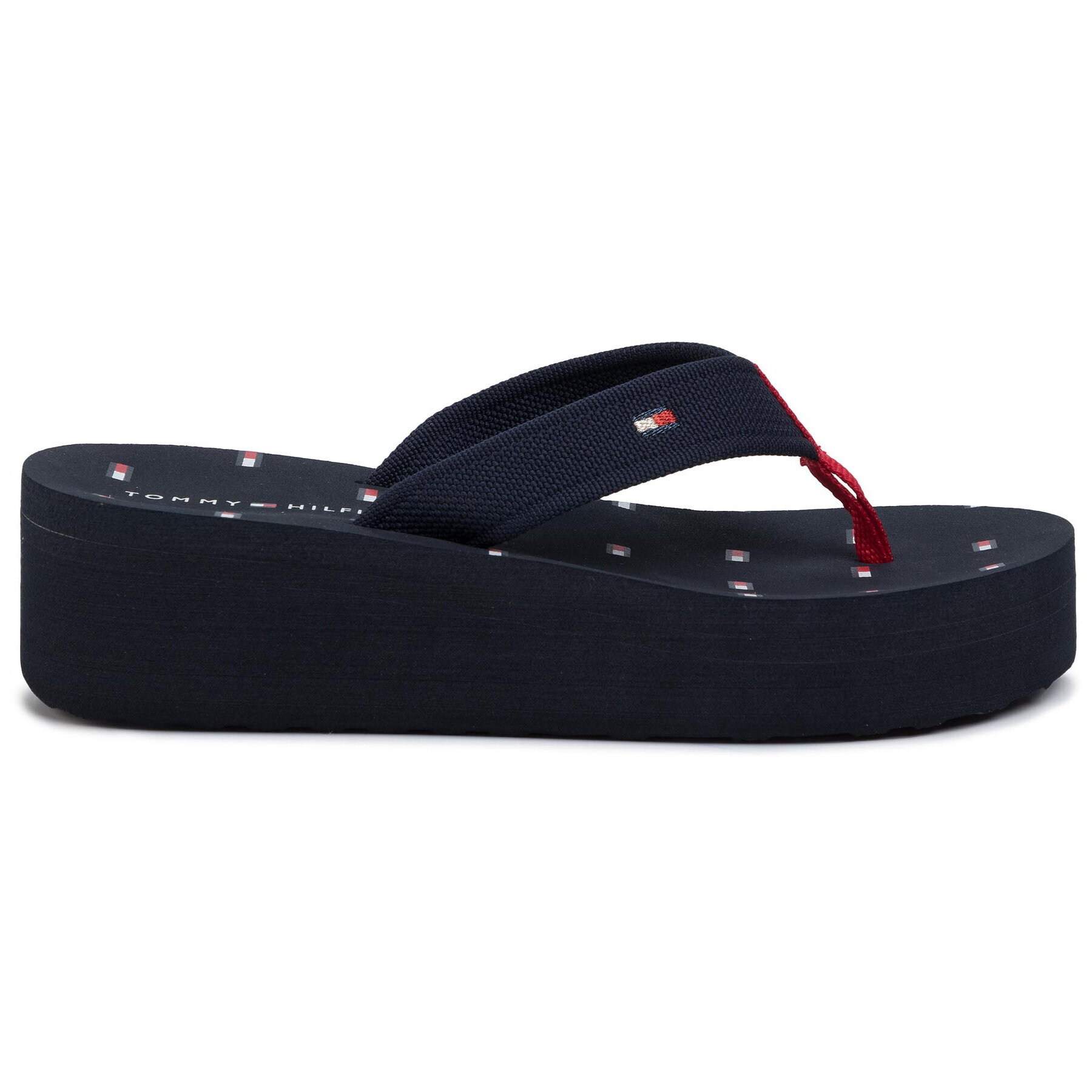 Tommy Hilfiger Джапанки Th Flag Mid Wedge Beach Sandal FW0FW04626 Тъмносин - Pepit.bg