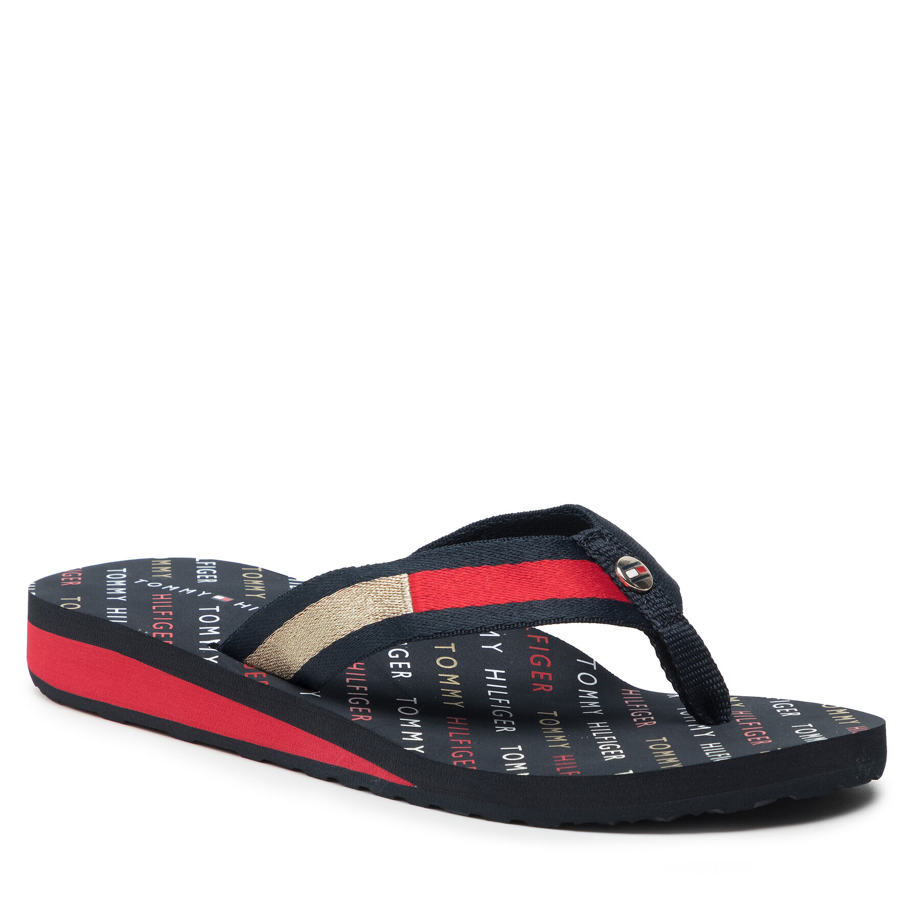 Tommy Hilfiger Джапанки Th Flag Mid Wedge Beach Sandal Тъмносин - Pepit.bg