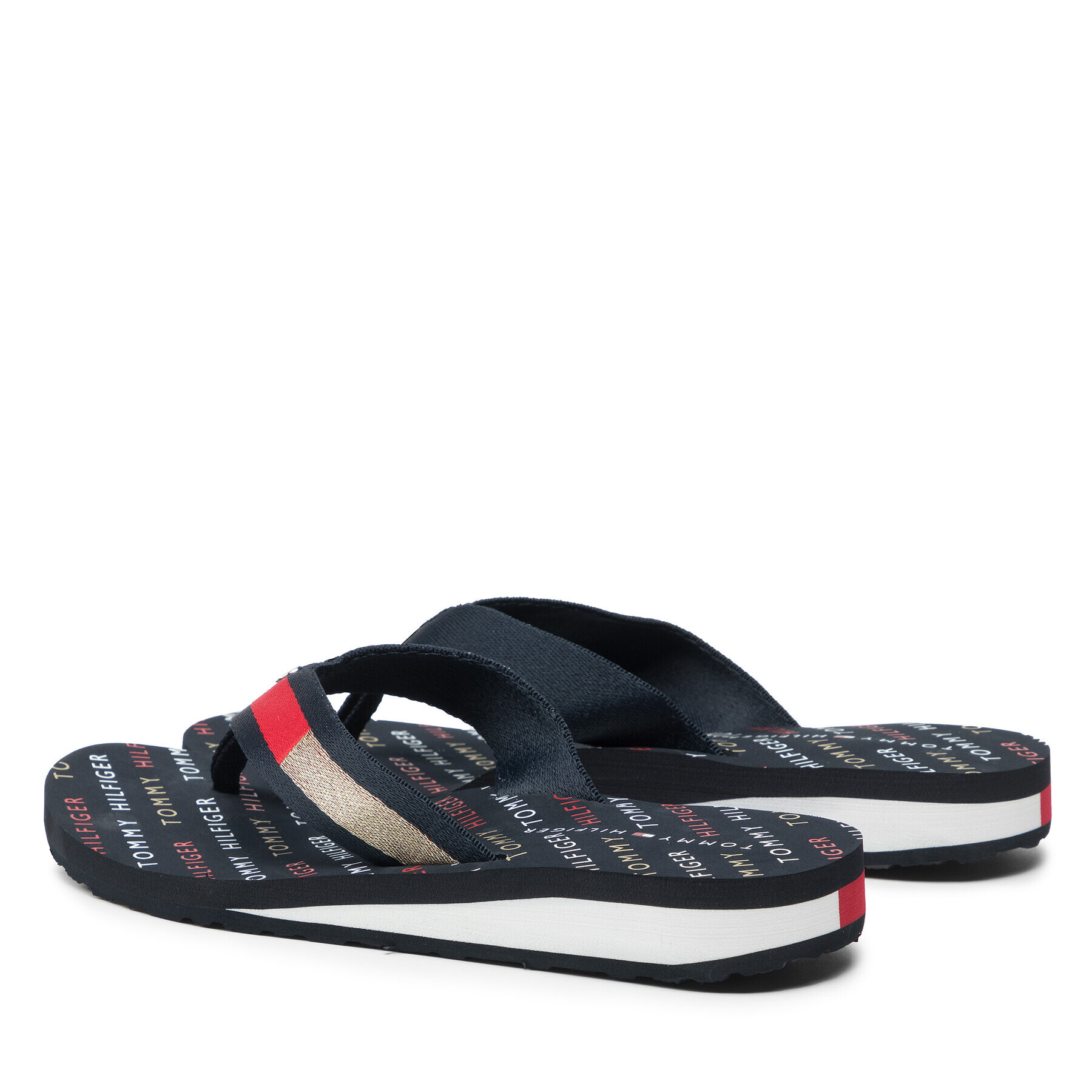 Tommy Hilfiger Джапанки Th Flag Mid Wedge Beach Sandal Тъмносин - Pepit.bg