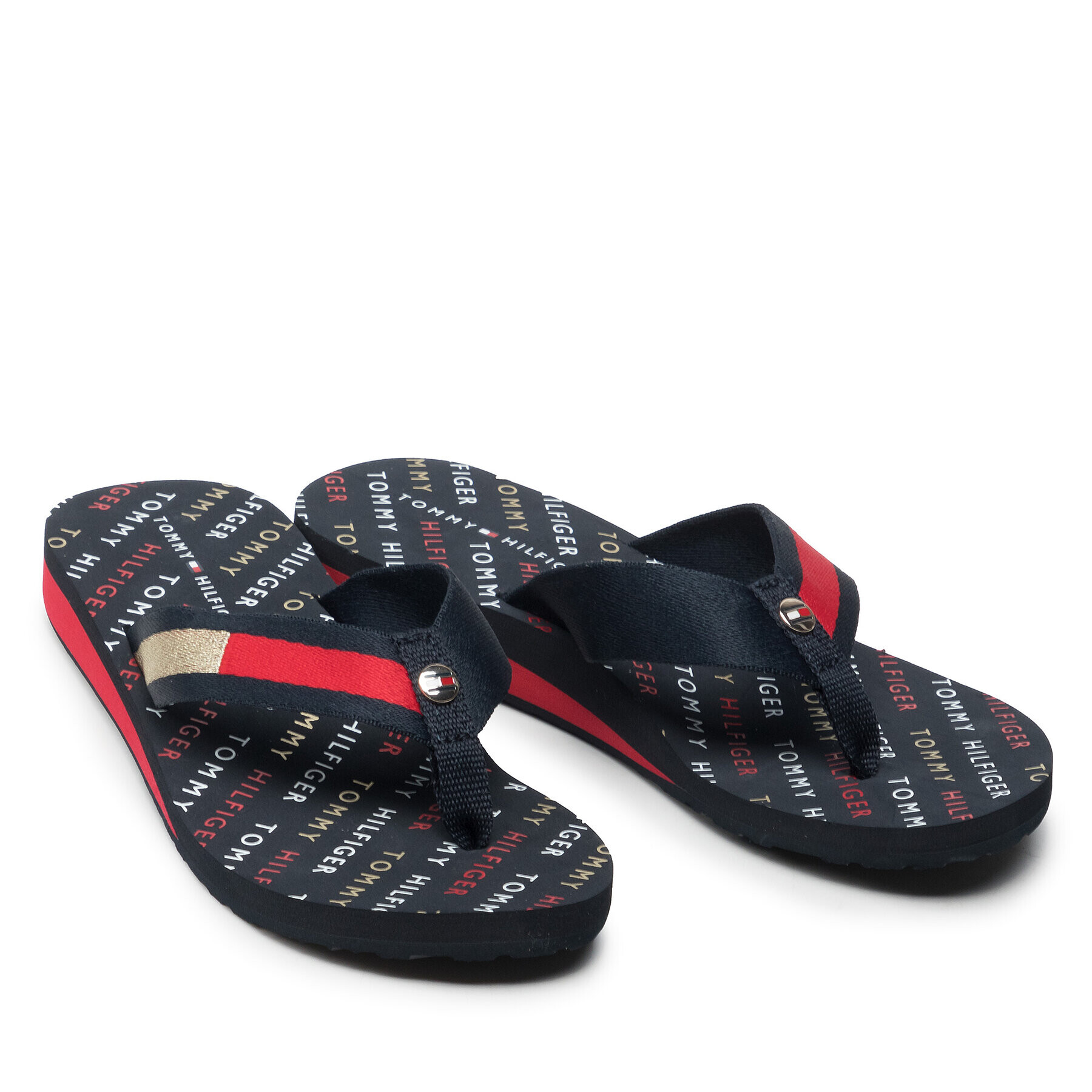 Tommy Hilfiger Джапанки Th Flag Mid Wedge Beach Sandal Тъмносин - Pepit.bg