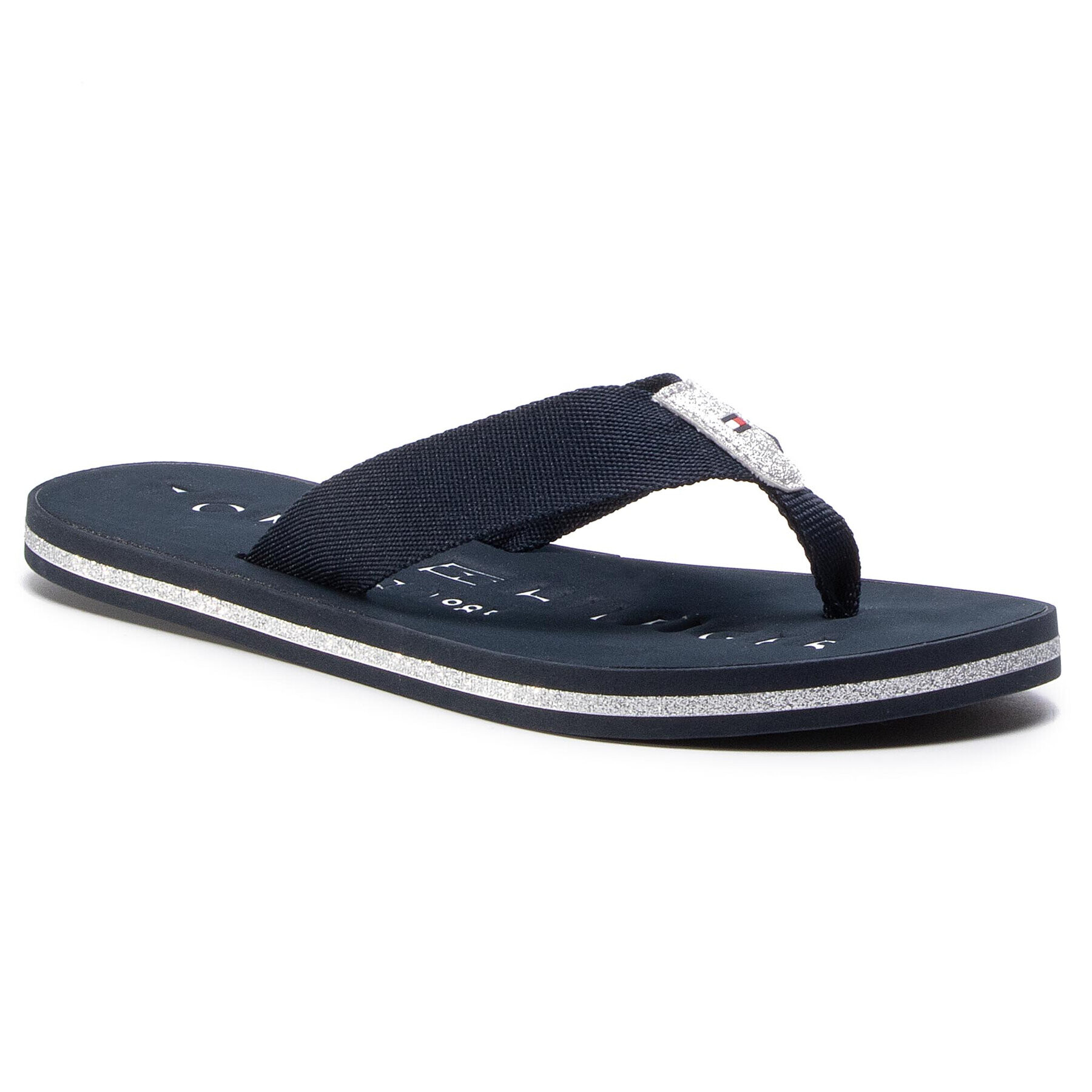 Tommy Hilfiger Джапанки Th Glitter Flat Beach Beach Sandal FW0FW04987 Тъмносин - Pepit.bg