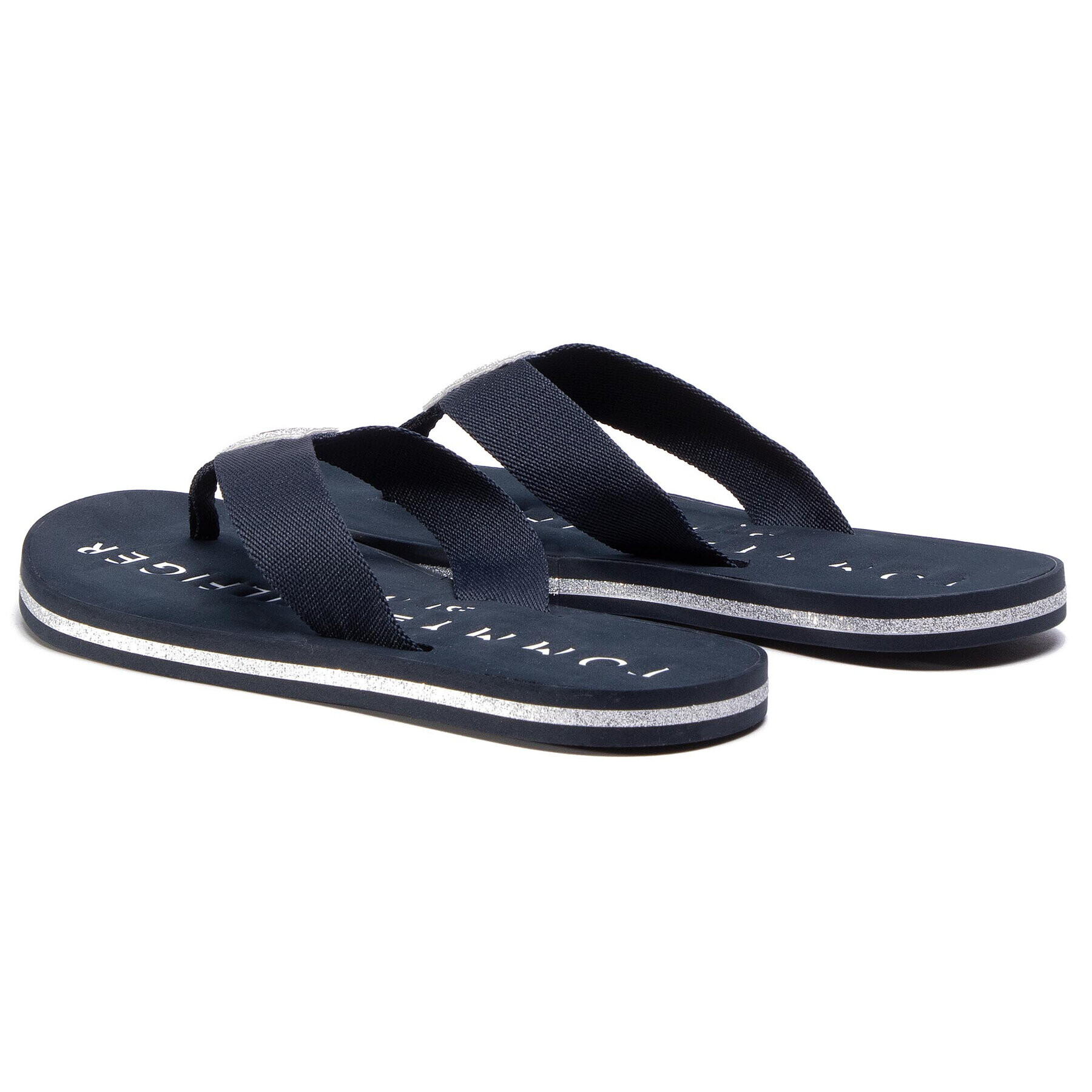 Tommy Hilfiger Джапанки Th Glitter Flat Beach Beach Sandal FW0FW04987 Тъмносин - Pepit.bg