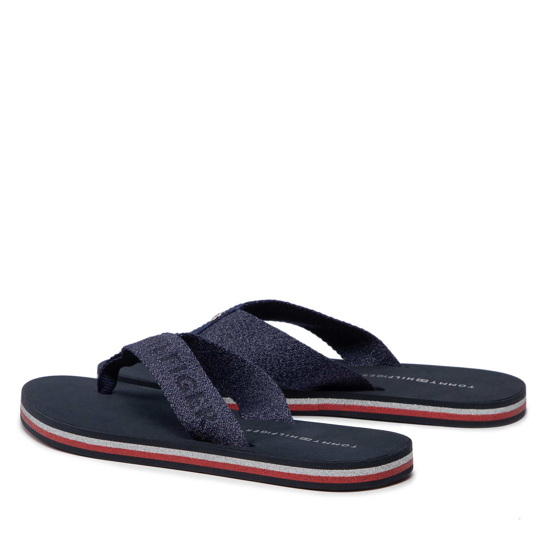 Tommy Hilfiger Джапанки Th Glitter Wrab Beach Sandal FW0FW06423 Тъмносин - Pepit.bg