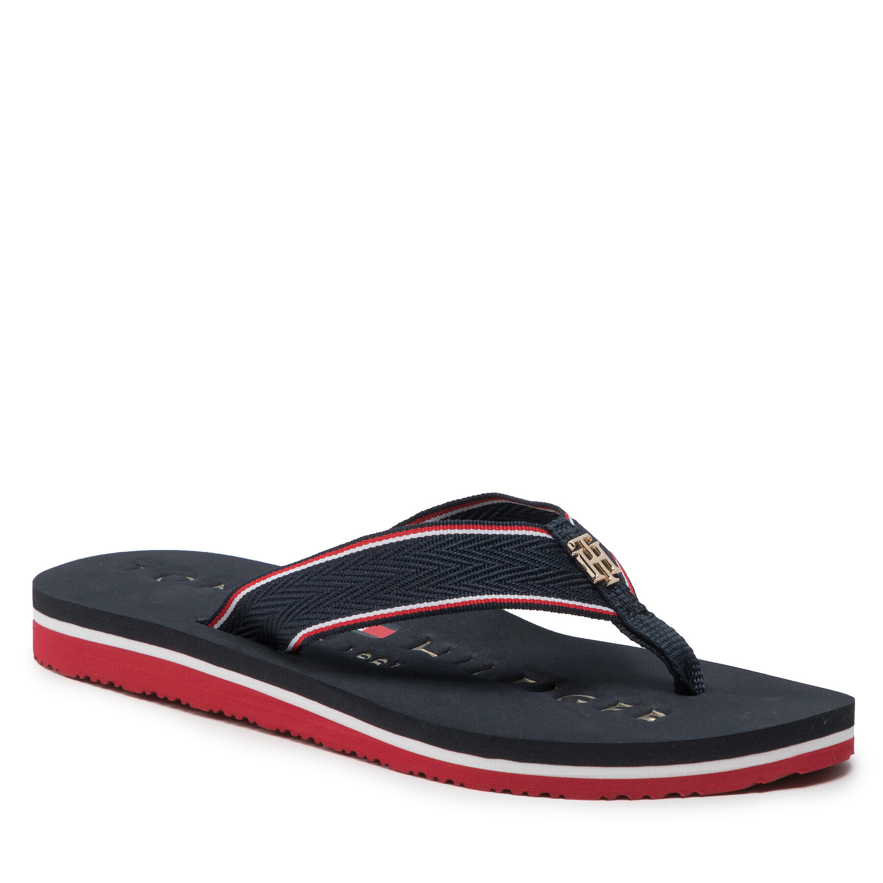 Tommy Hilfiger Джапанки Th Hardware Flat Beach Sandal FW0FW06421 Тъмносин - Pepit.bg