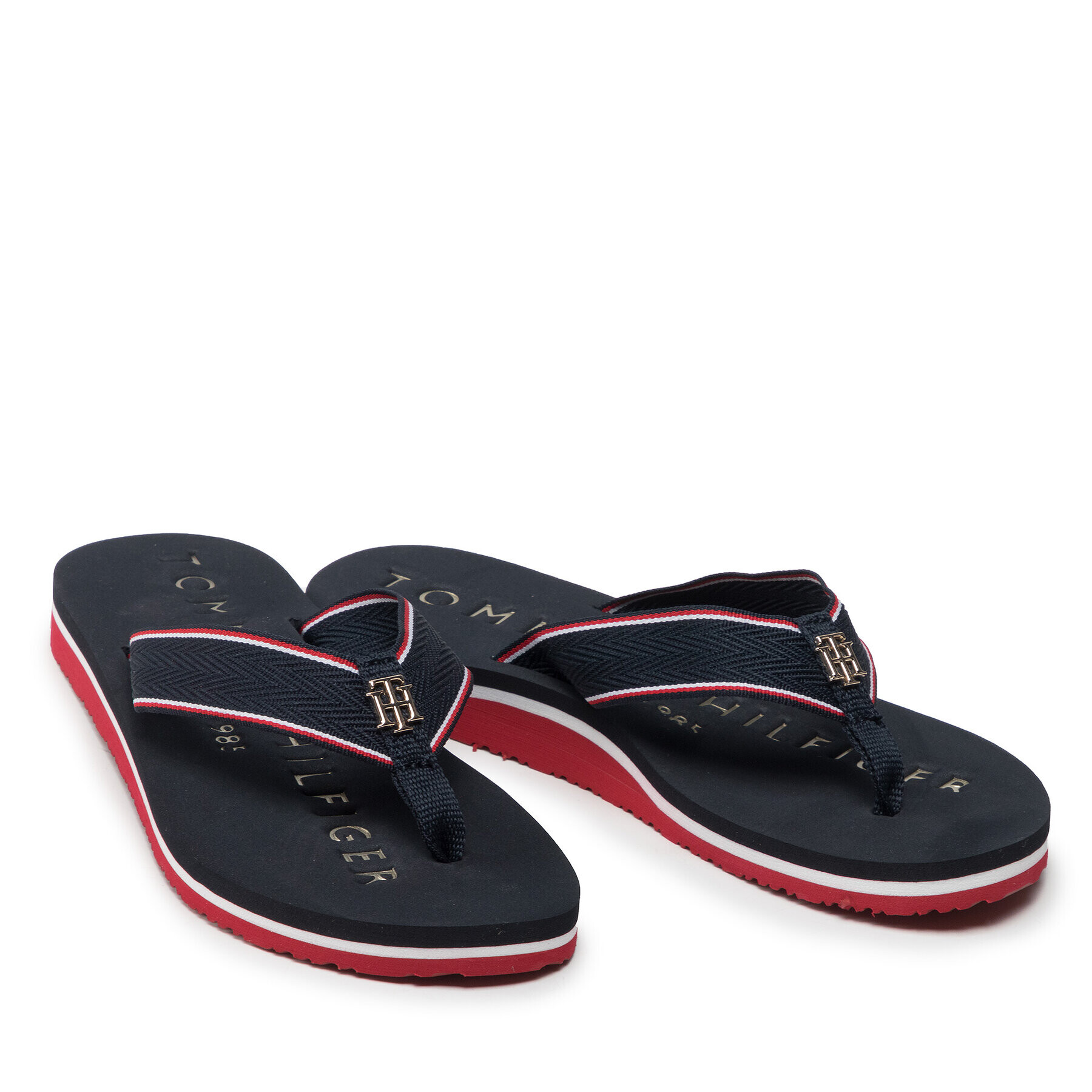 Tommy Hilfiger Джапанки Th Hardware Flat Beach Sandal FW0FW06421 Тъмносин - Pepit.bg