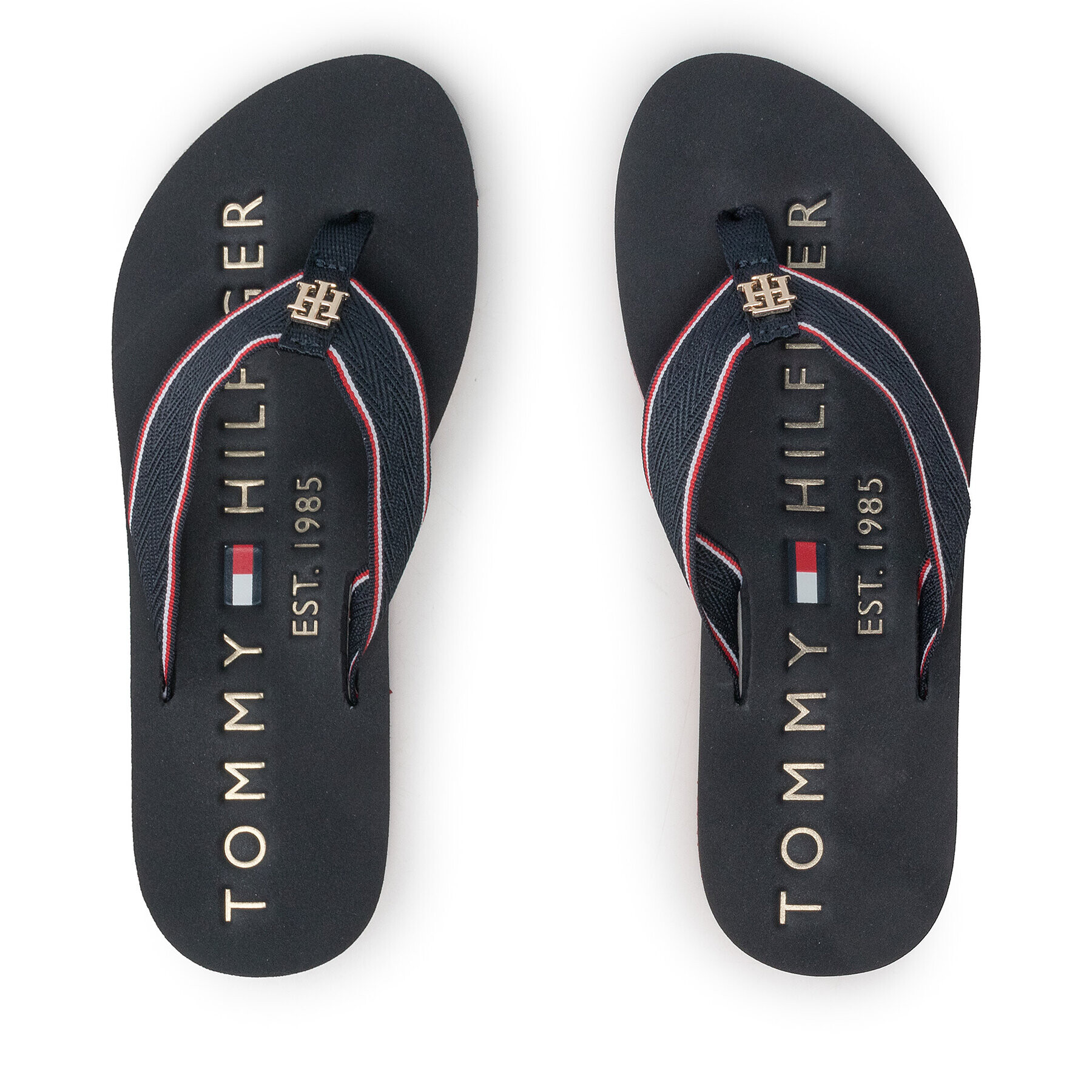 Tommy Hilfiger Джапанки Th Hardware Flat Beach Sandal FW0FW06421 Тъмносин - Pepit.bg