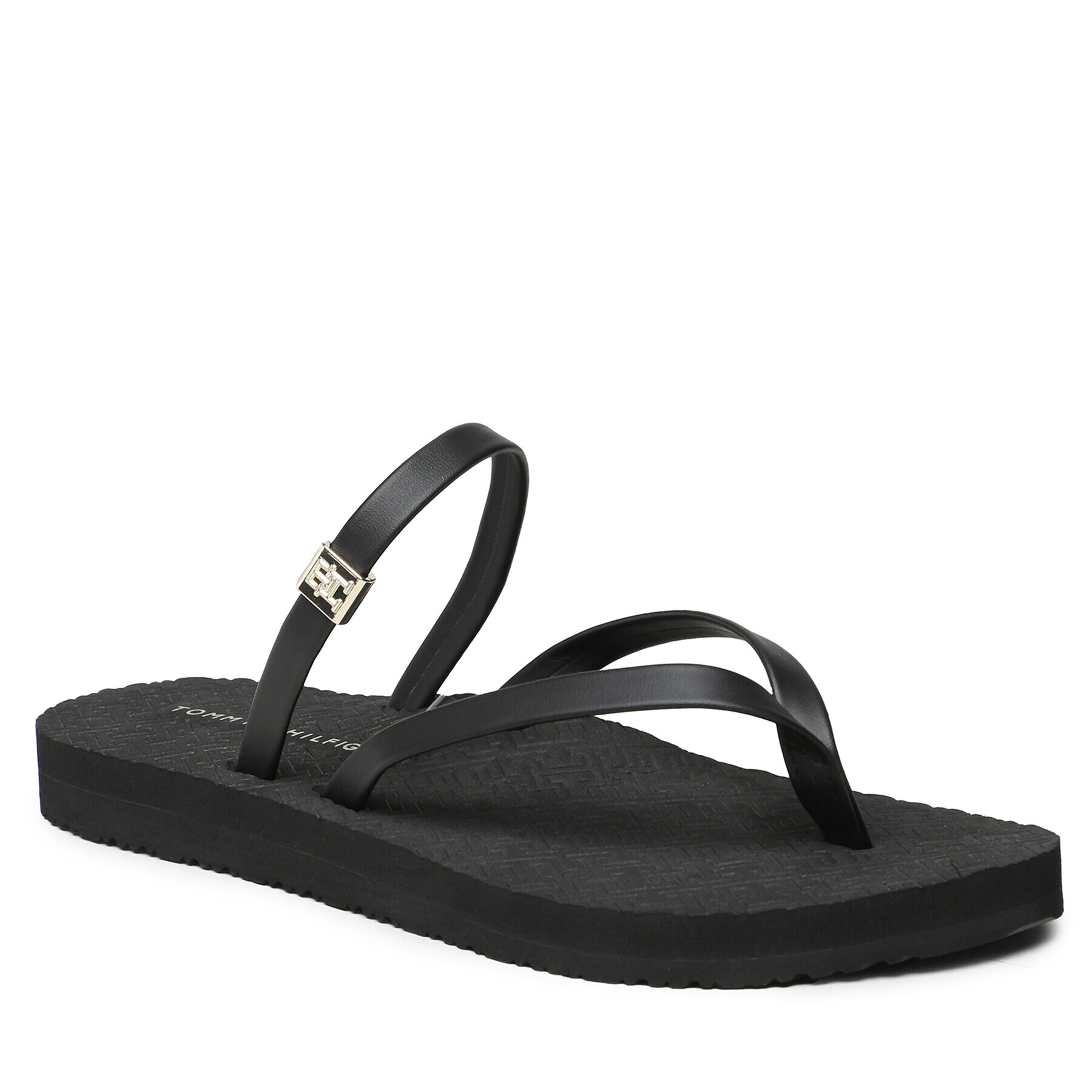 Tommy Hilfiger Джапанки Th Monogram Strap Sandal FW0FW07146 Черен - Pepit.bg