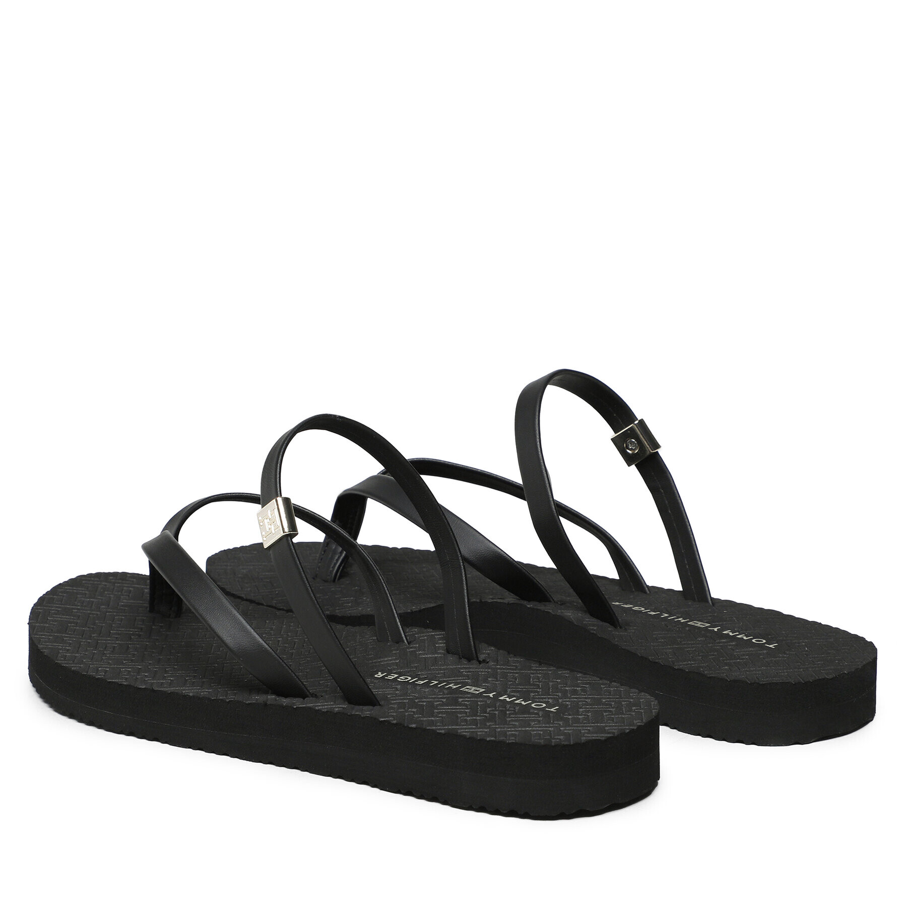 Tommy Hilfiger Джапанки Th Monogram Strap Sandal FW0FW07146 Черен - Pepit.bg