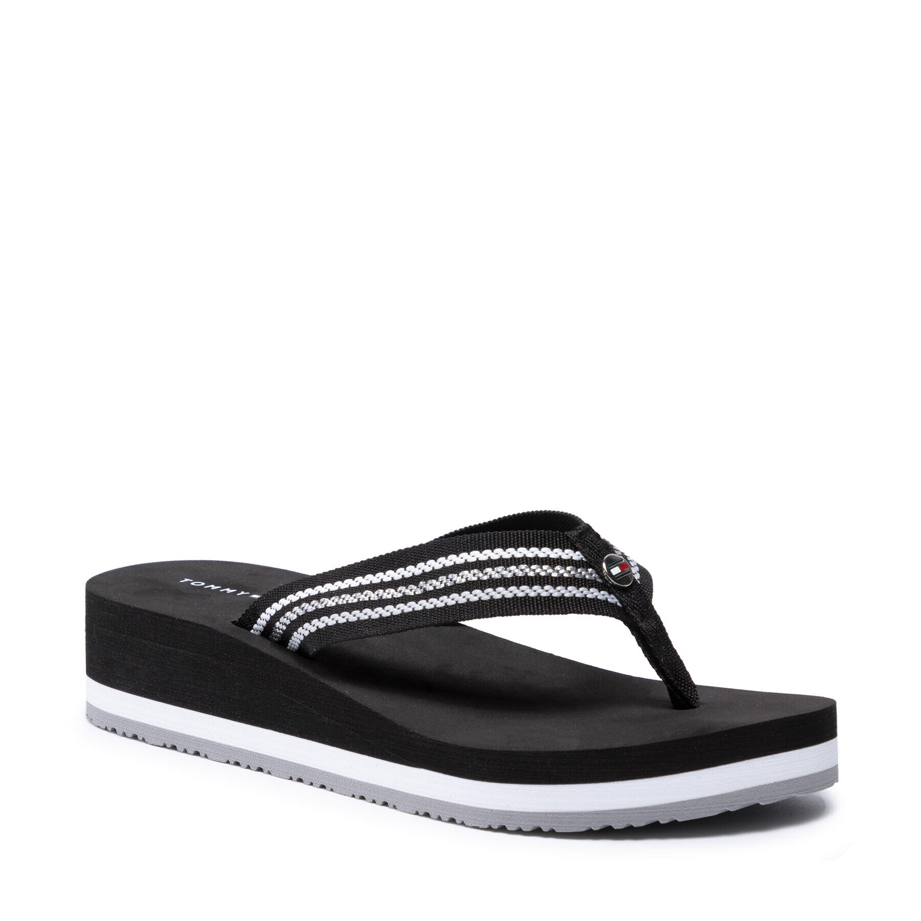 Tommy Hilfiger Джапанки Th Shiny Stripe Flip Flop FW0FW05822 Черен - Pepit.bg