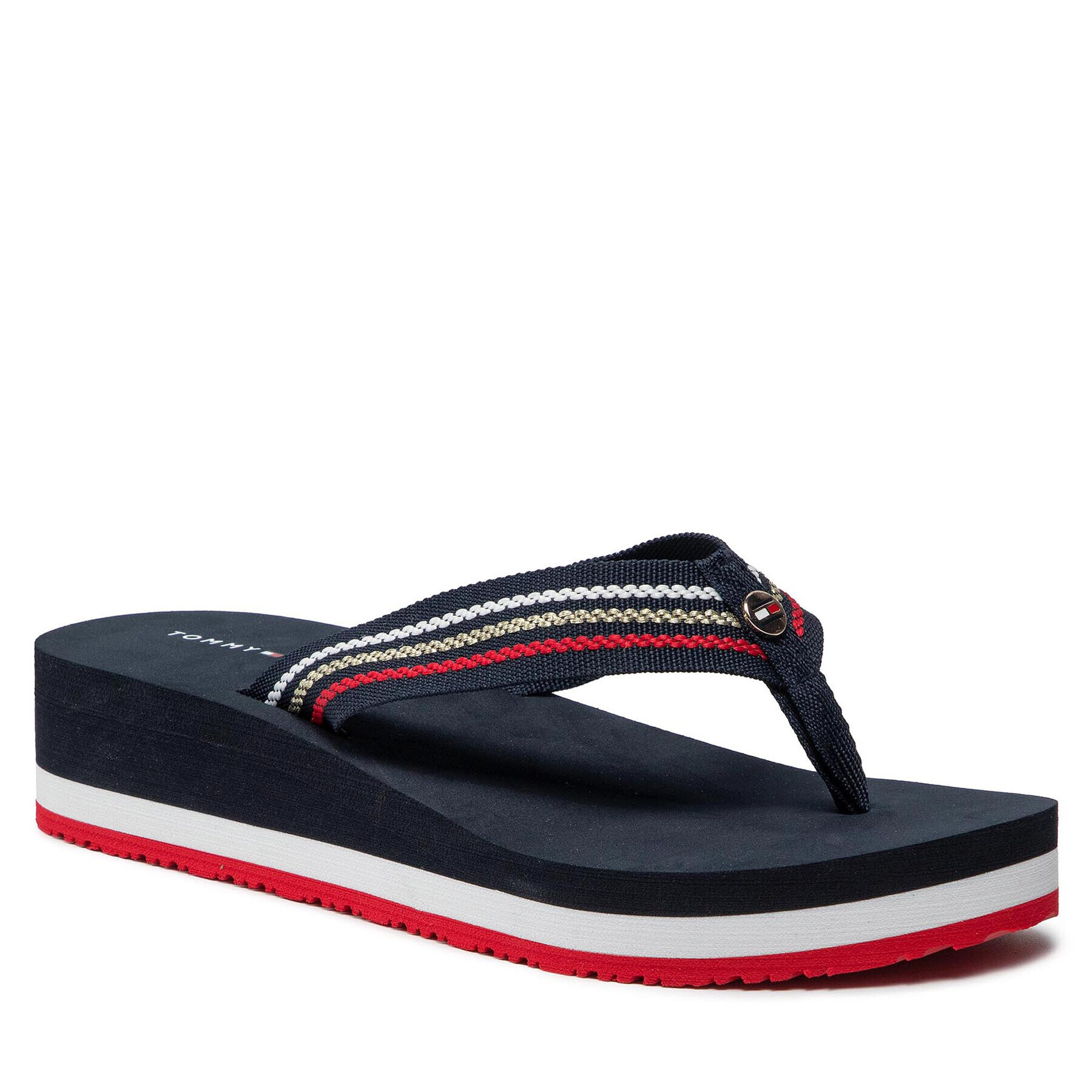 Tommy Hilfiger Джапанки Th Shiny Stripe Flip Flop FW0FW05822 Тъмносин - Pepit.bg