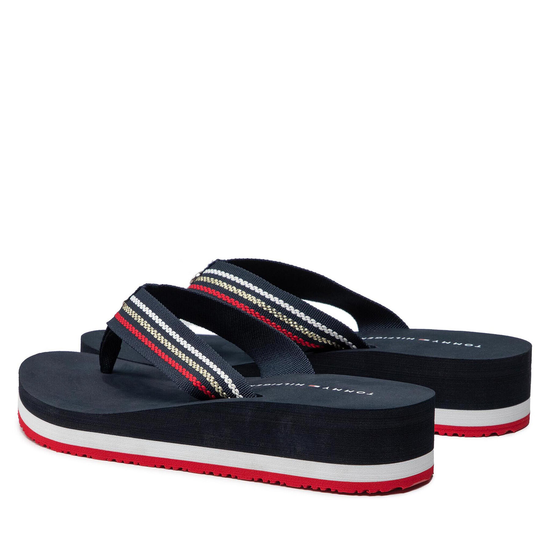 Tommy Hilfiger Джапанки Th Shiny Stripe Flip Flop FW0FW05822 Тъмносин - Pepit.bg