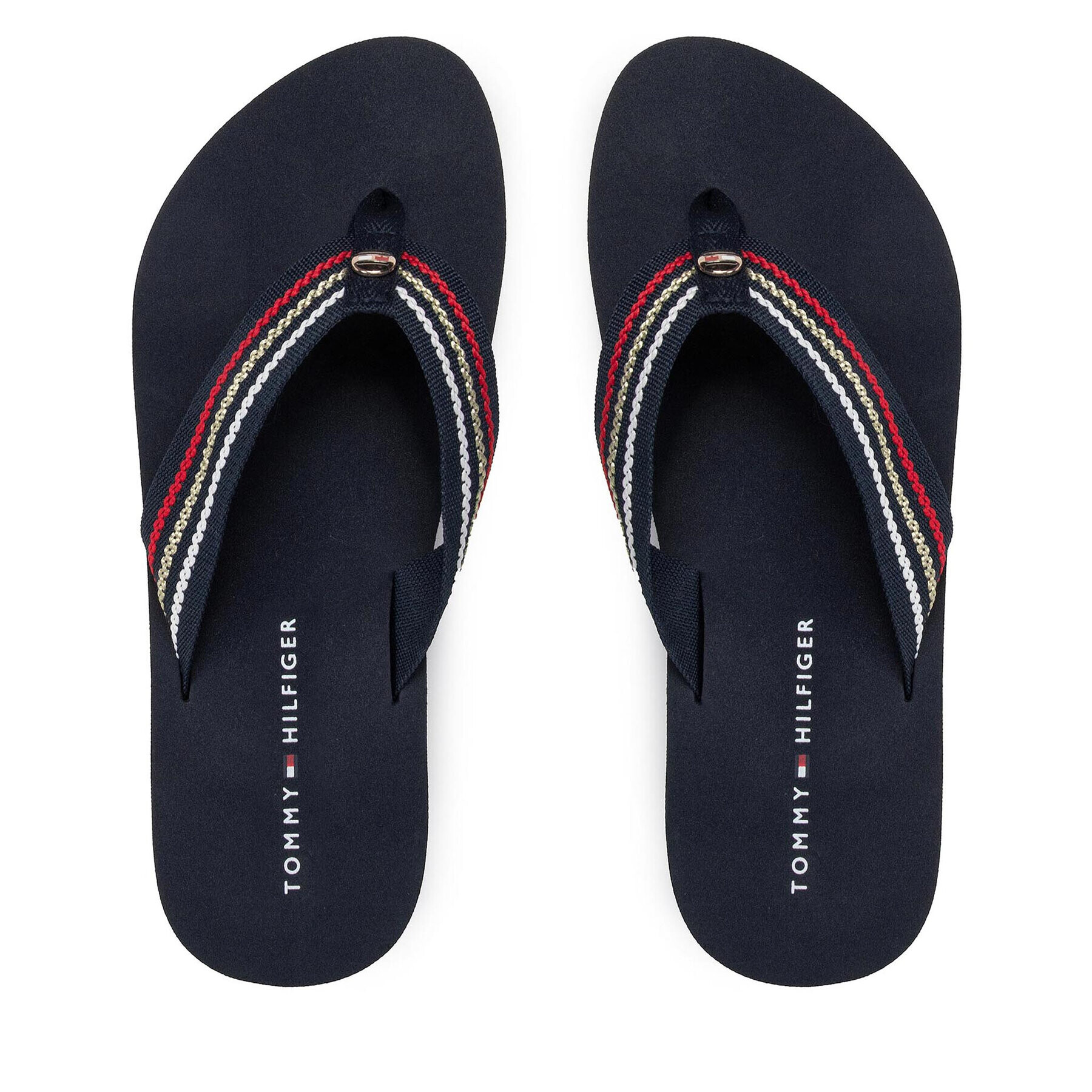 Tommy Hilfiger Джапанки Th Shiny Stripe Flip Flop FW0FW05822 Тъмносин - Pepit.bg