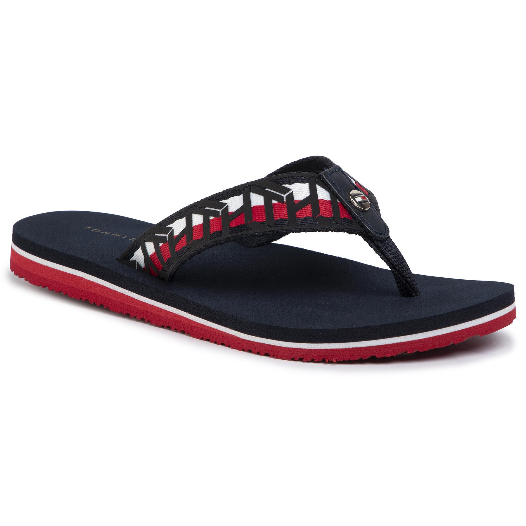 Tommy Hilfiger Джапанки Th Webbing Flat Beach Sandal FW0FW04621 Тъмносин - Pepit.bg