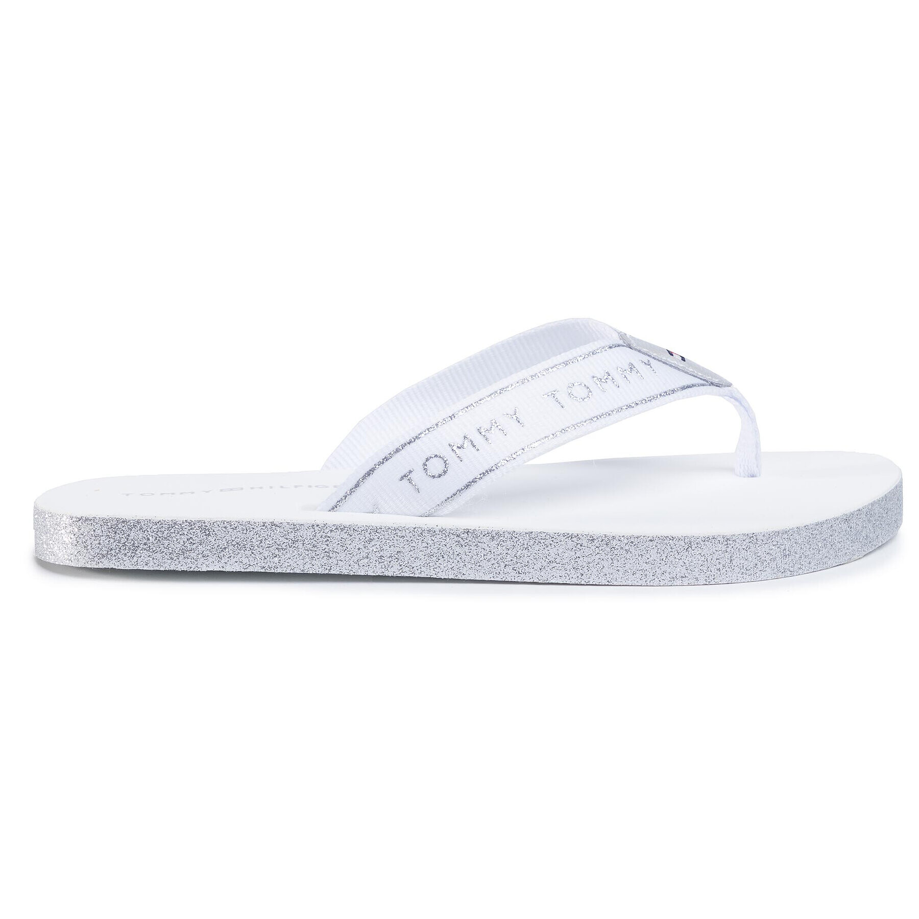 Tommy Hilfiger Джапанки Tommy Glitter Flat Beach Sandal FW0FW04804 Бял - Pepit.bg